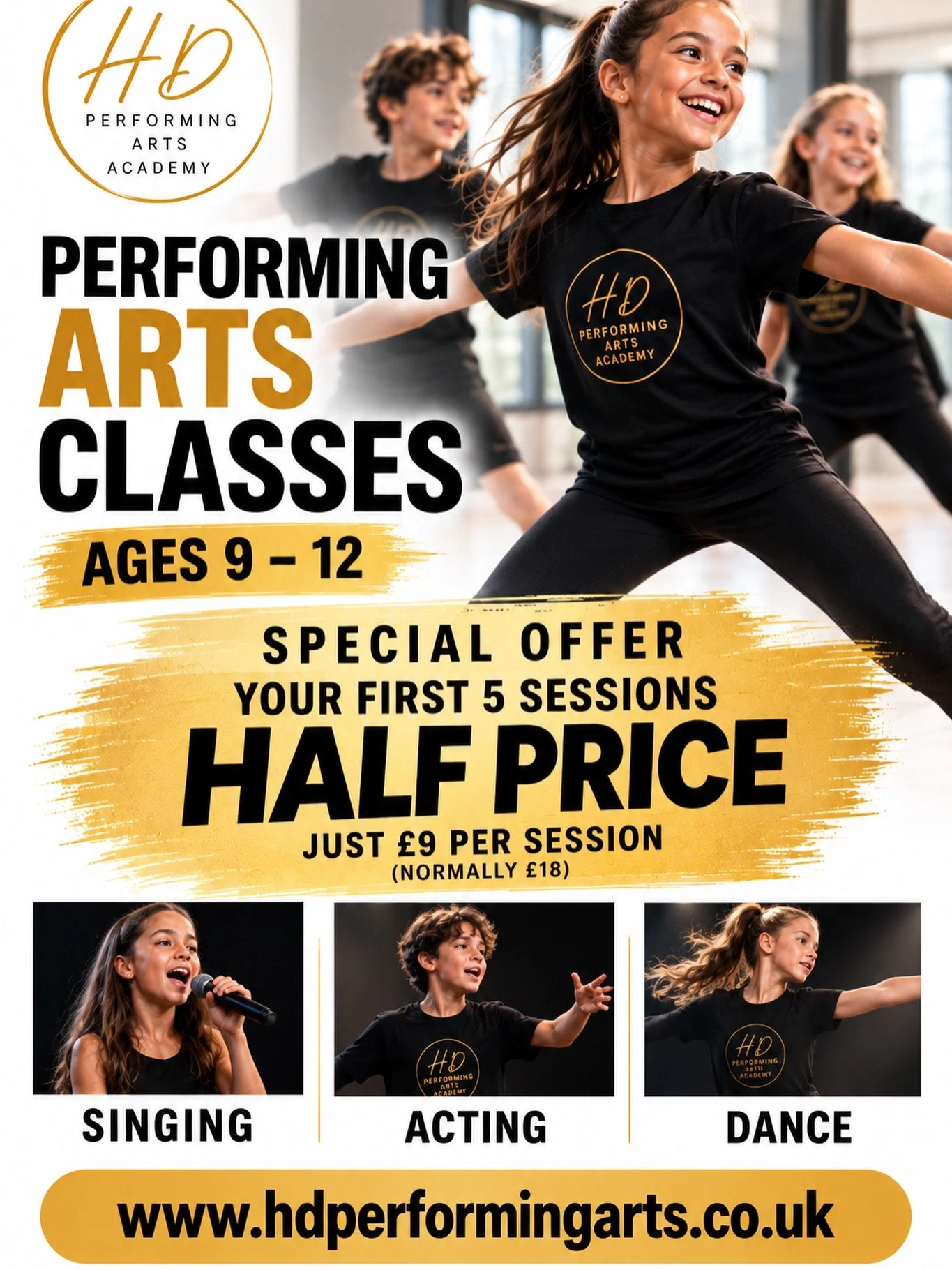 NEW JOINERS SPECIAL OFFER 

We&rsquo;re looking for talented young performers aged 9&ndash;12 yrs who would love to train in Singing, Acting &amp; Dance and become part of our growing Performing Arts Company.

Thursdays 4pm-5.30pm - 
Professional  Te
