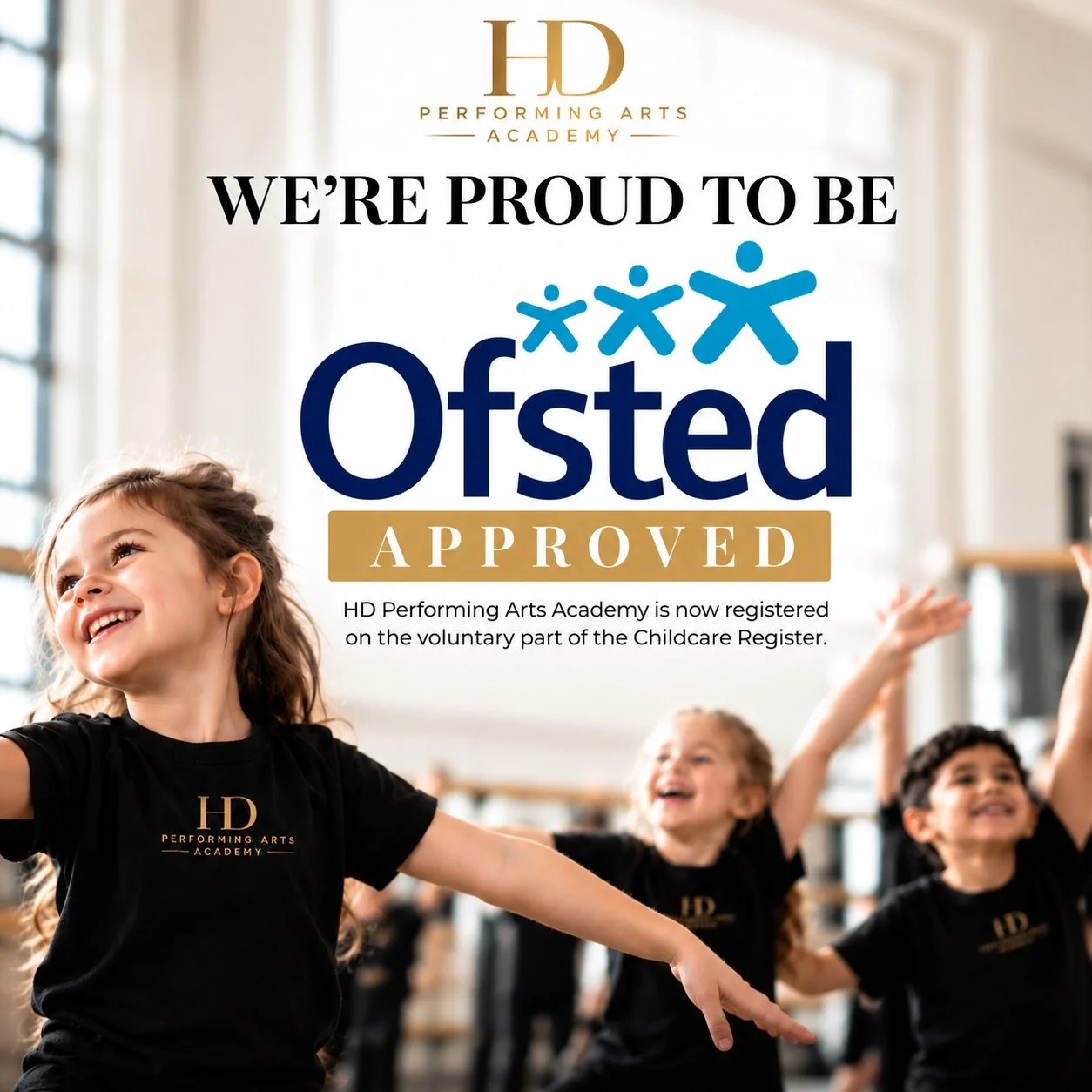 We&rsquo;re officially OFSTED REGISTERED! 🤍🎉

We&rsquo;re absolutely delighted to announce that HD Performing Arts Academy has officially been approved for registration on the voluntary part of the Ofsted Childcare Register!

This is a huge milesto