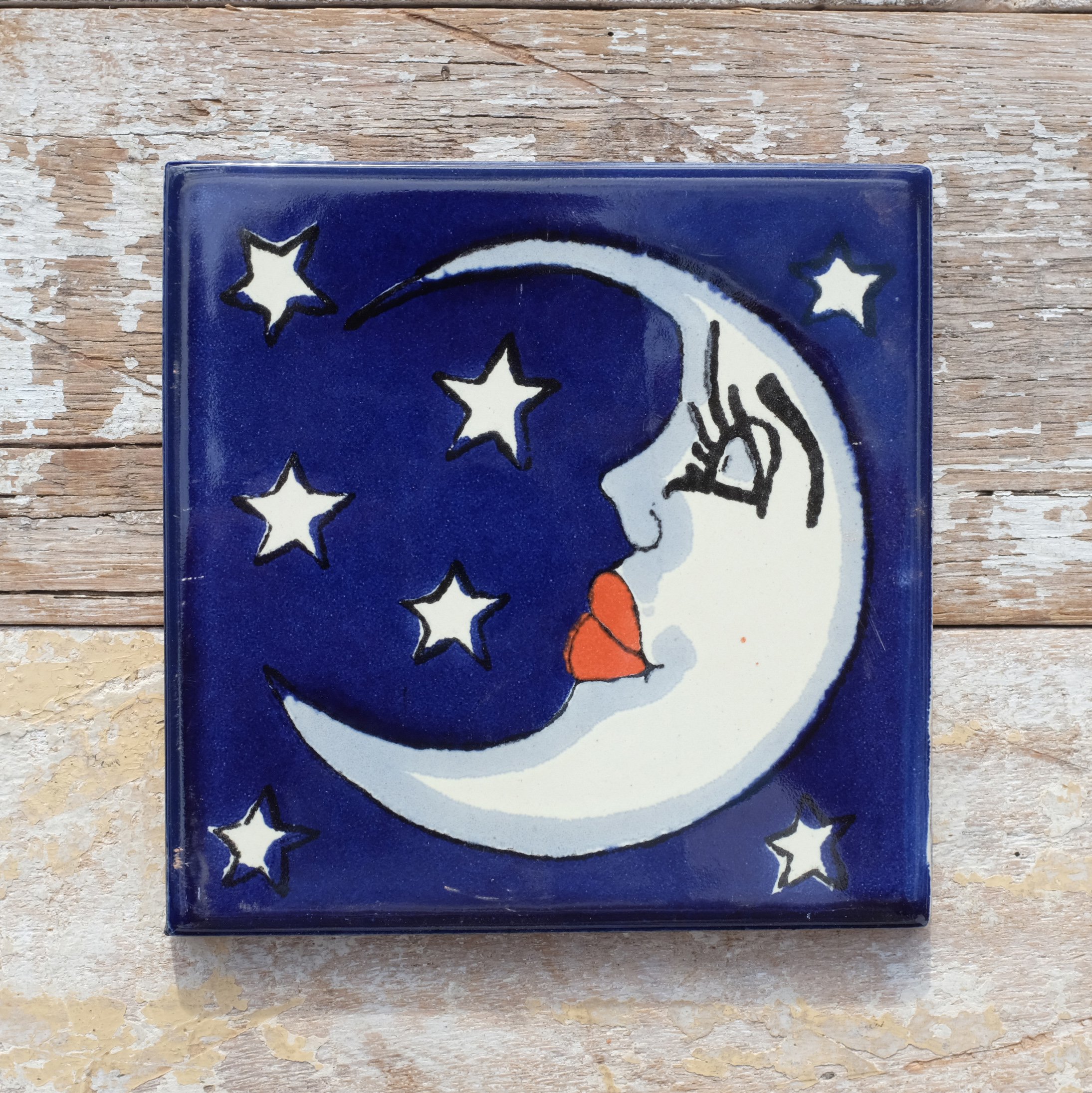 Mexican Tile Large Luna Con Estrellas