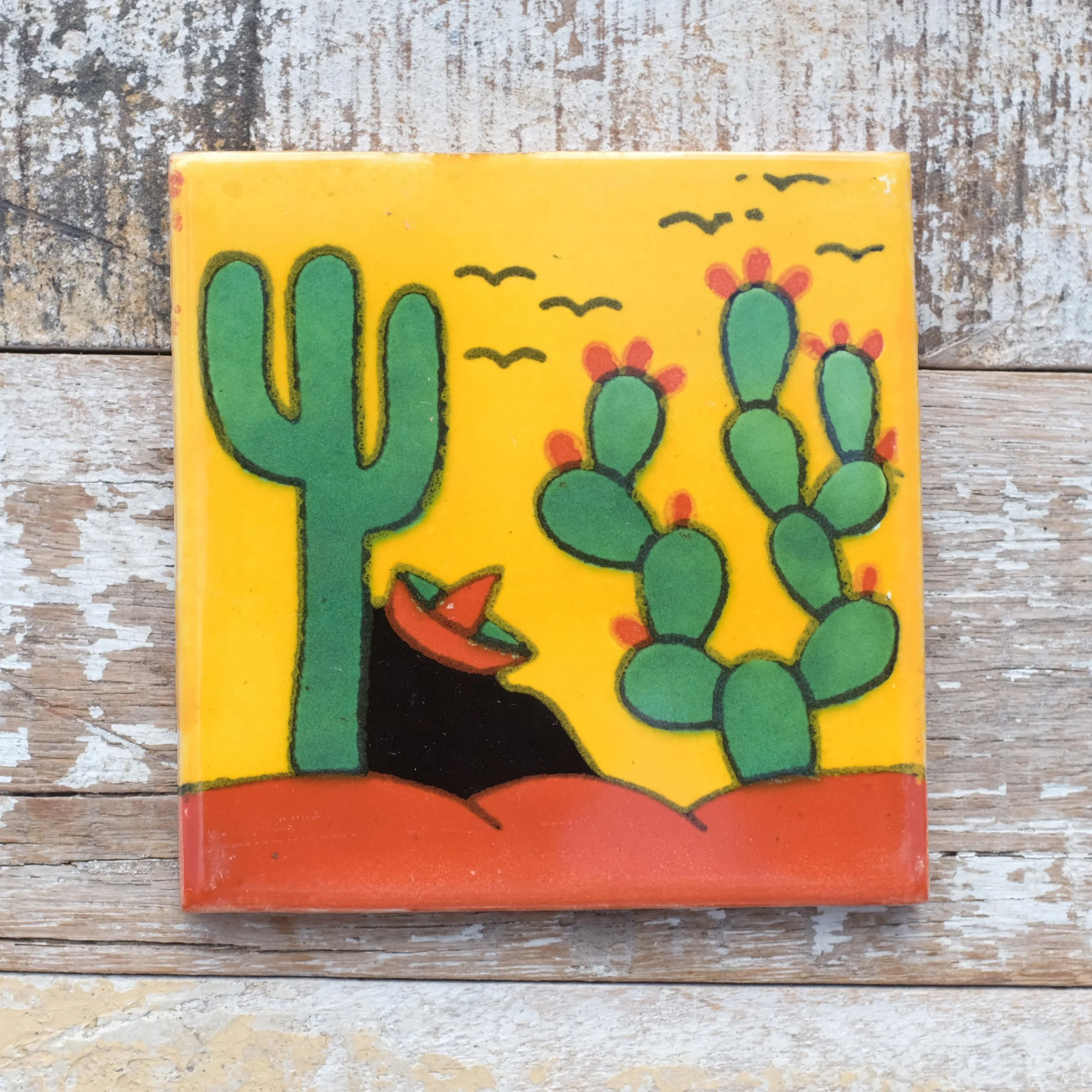 Mexican Tile Large Rancherito Mostaza