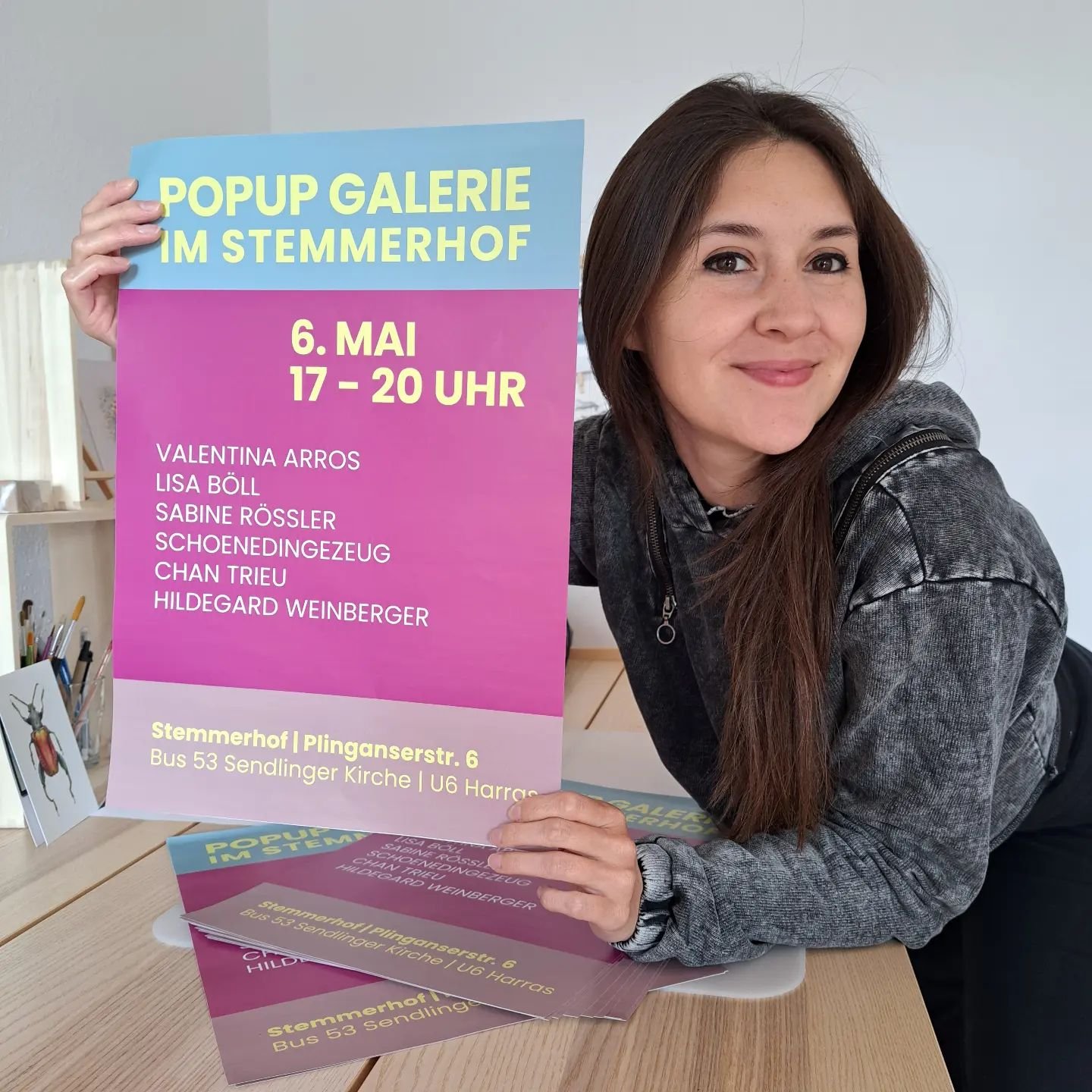 Next exhibition on May 6th! 📌 If you are in Munich or around, it would be great to see you there!

We will also have music and are organizing a raffle! Maybe you can be one of the winners 🤩

Now I'm in the phase of distributing posters, do you have