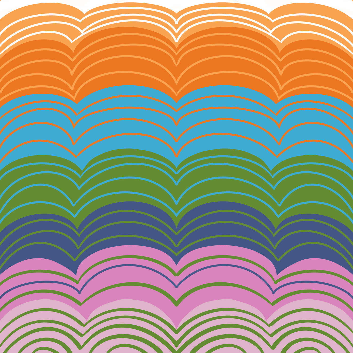 Layered rainbow scallop stripe pattern, Hopes and Dreams collection surface pattern design for licensing