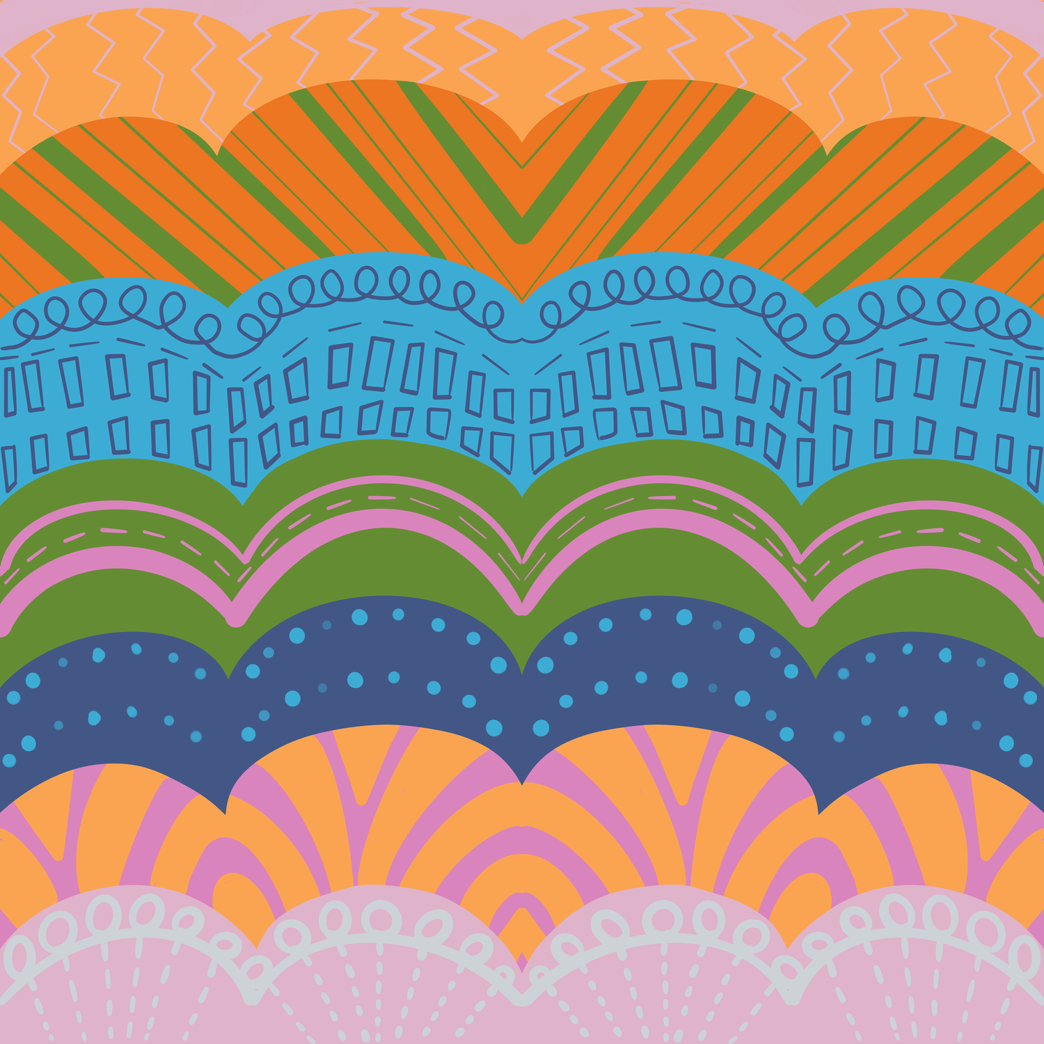 Hopes and Dreams rainbow scallop surface pattern by Colour Rebel Studio