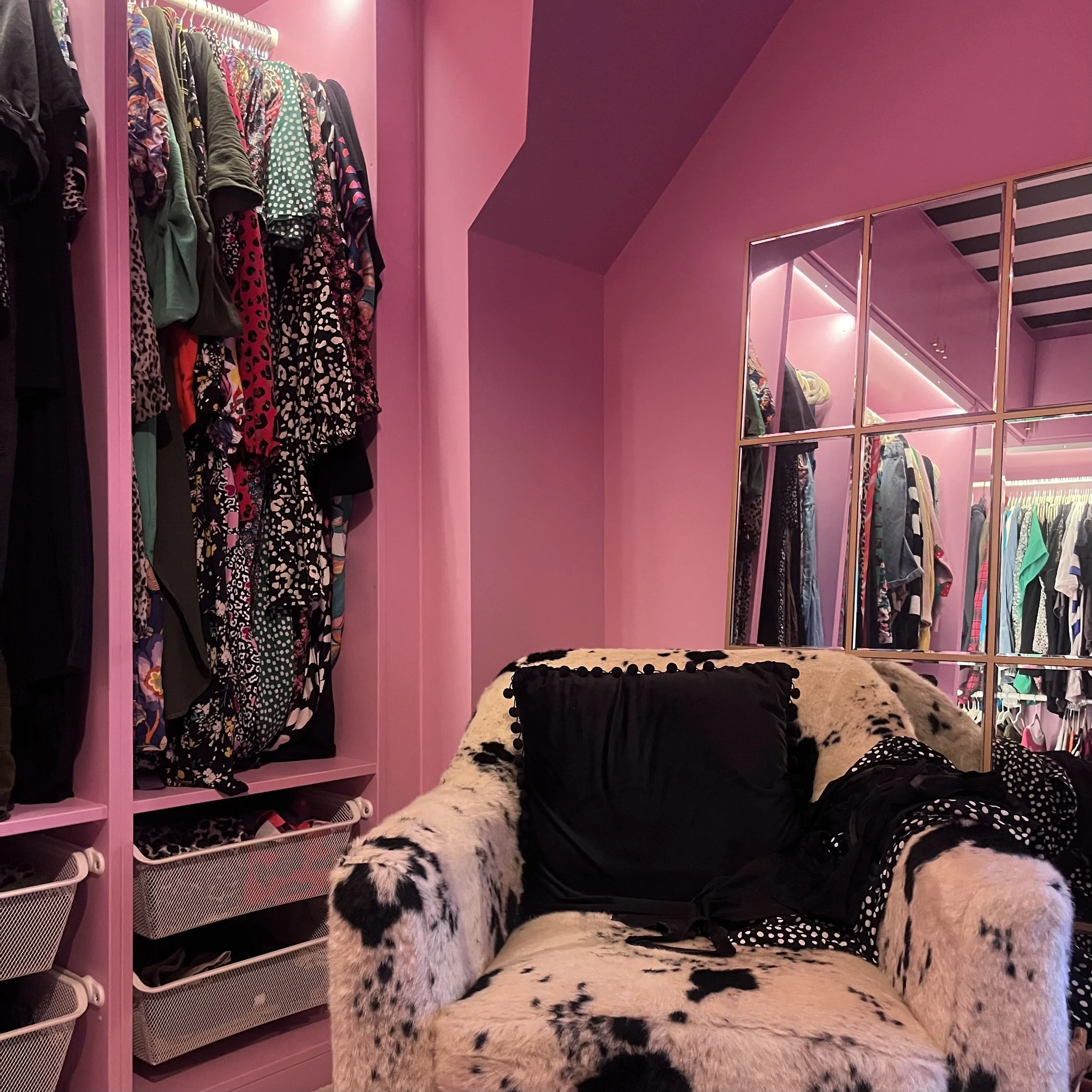 Colourful wardrobe space representing personal style expression