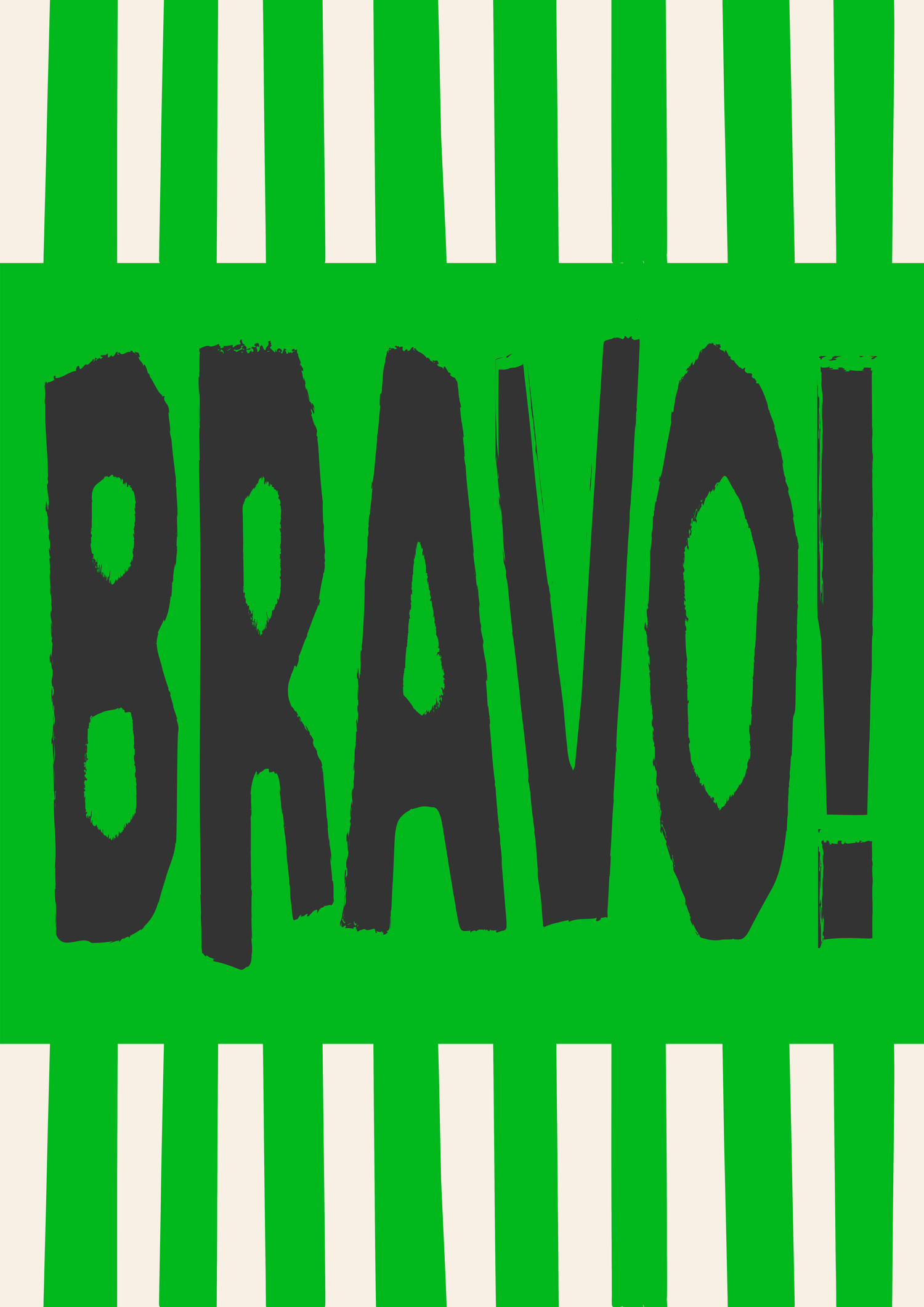BRAVO! hand-lettered congratulations card in green, Rebel Words typography surface pattern design for licensing