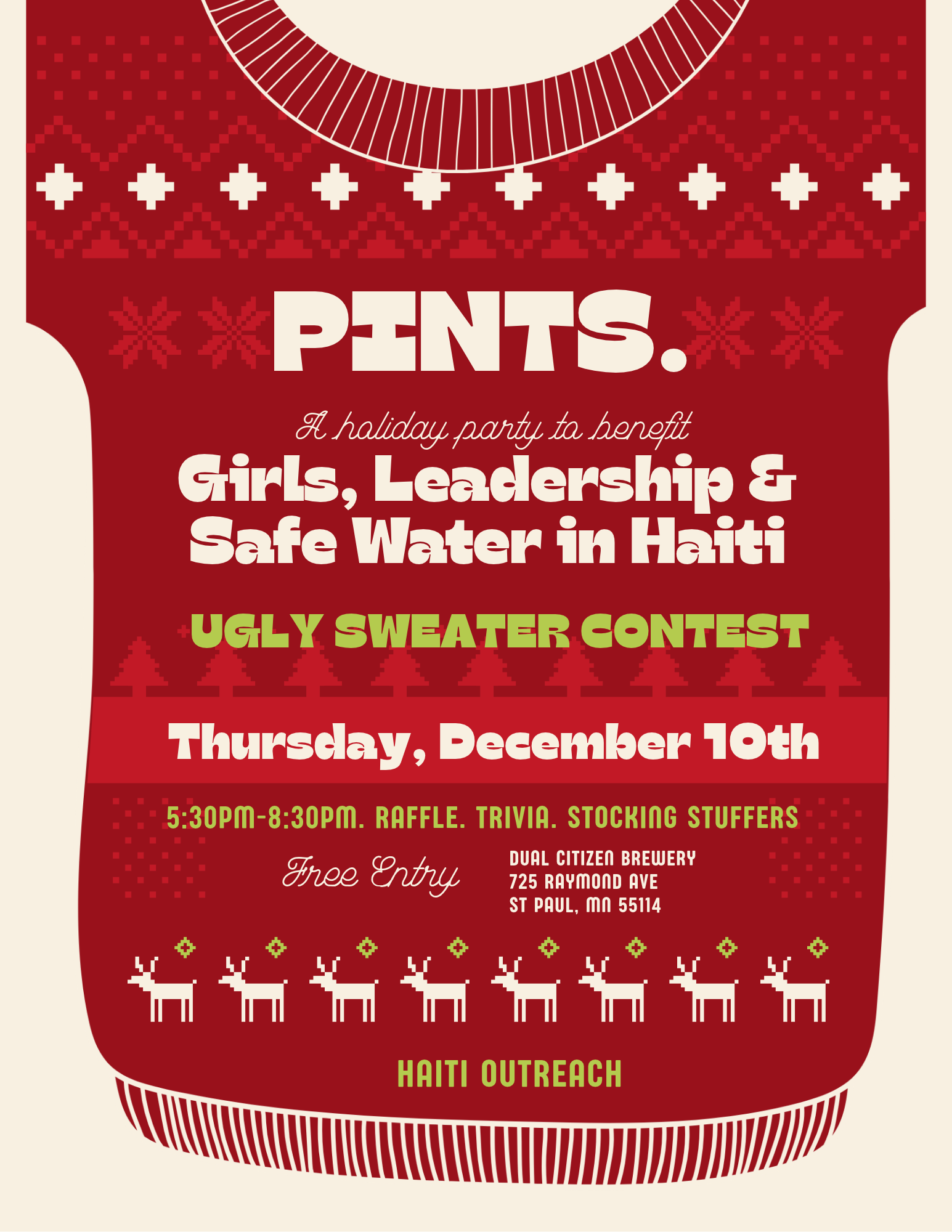 Pints: A holiday party to benefit Girls, Leadership and Safe Water in Haiti