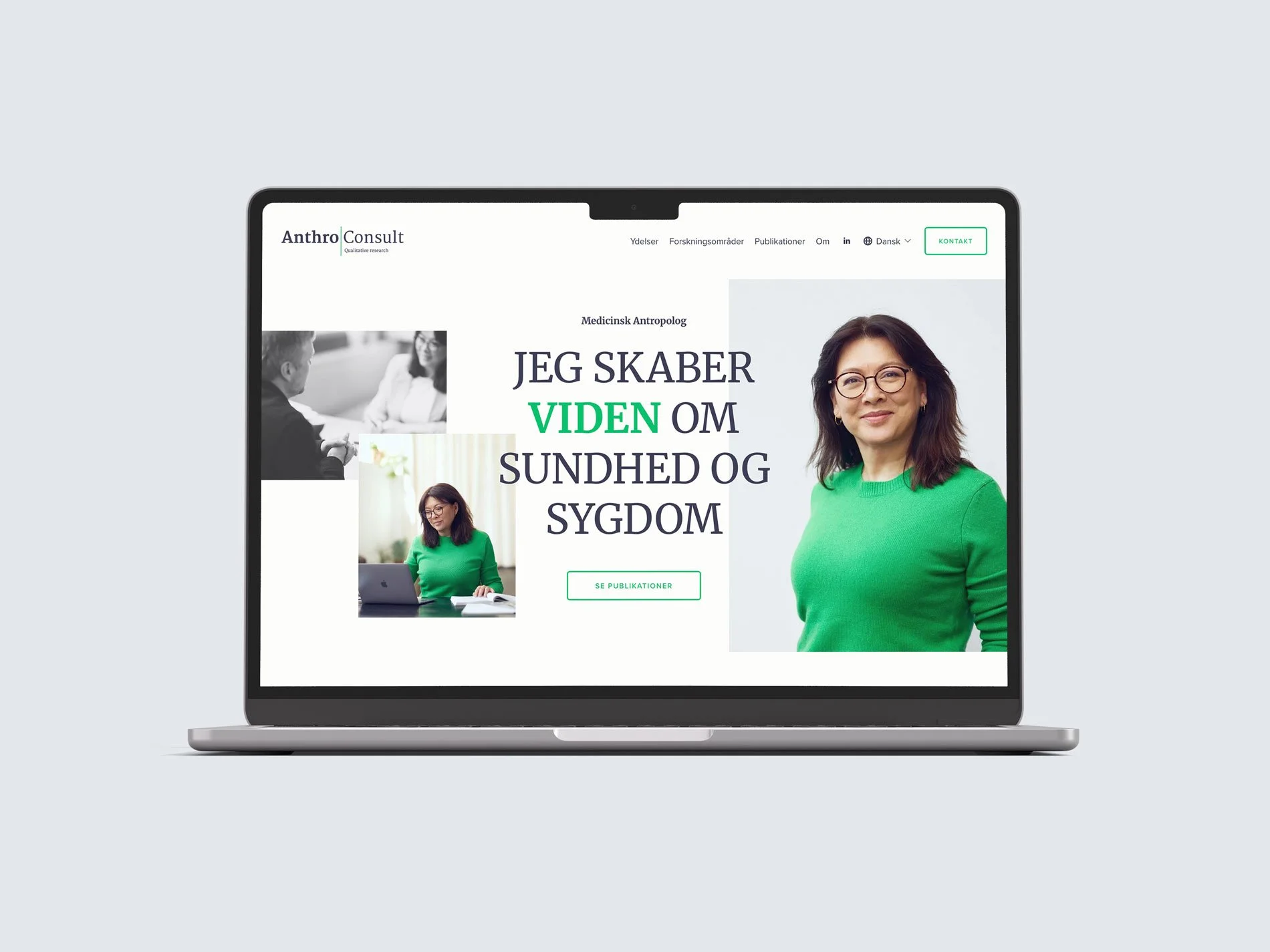 Hjemmeside på laptop