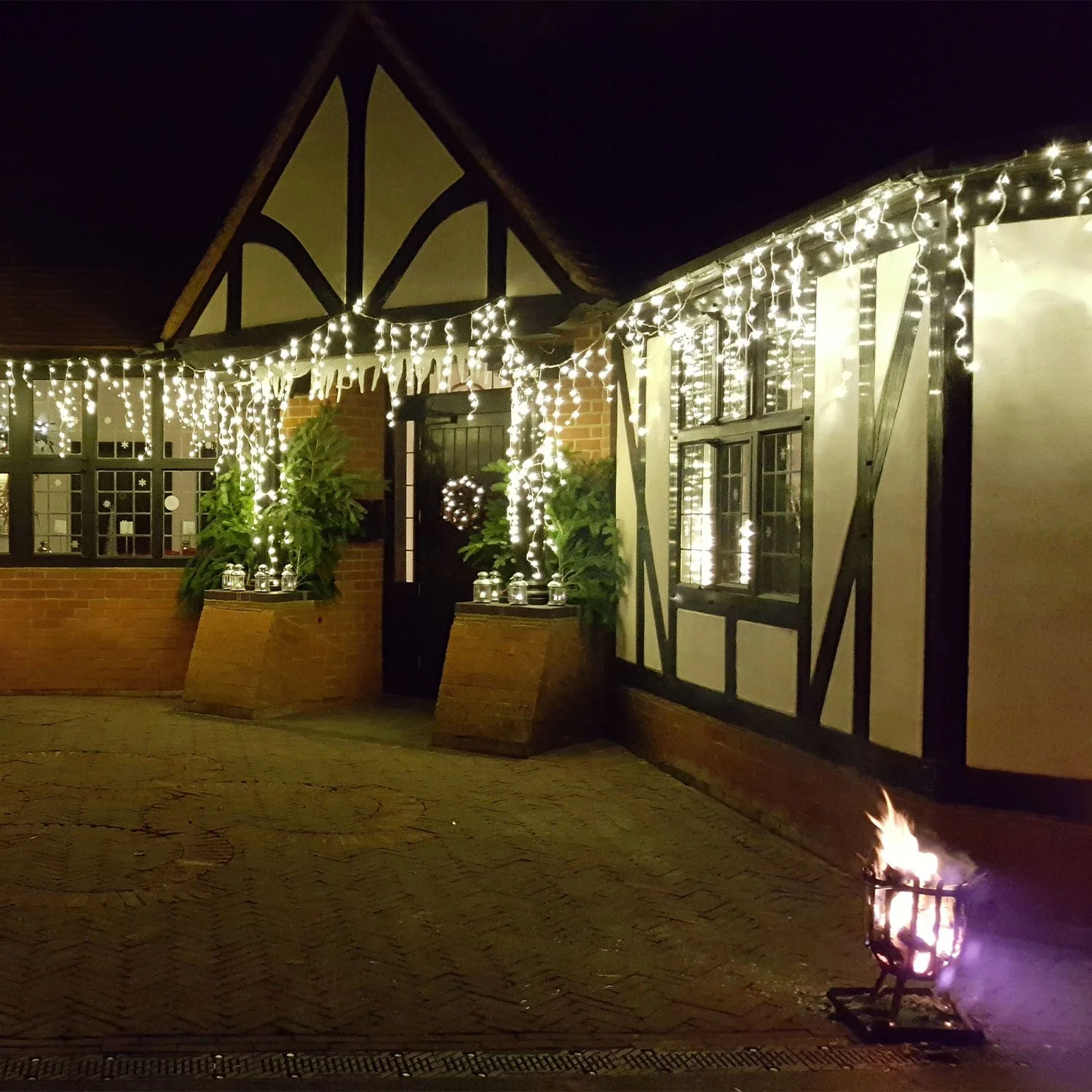 Tilford Village Hall courtyard at Christmas