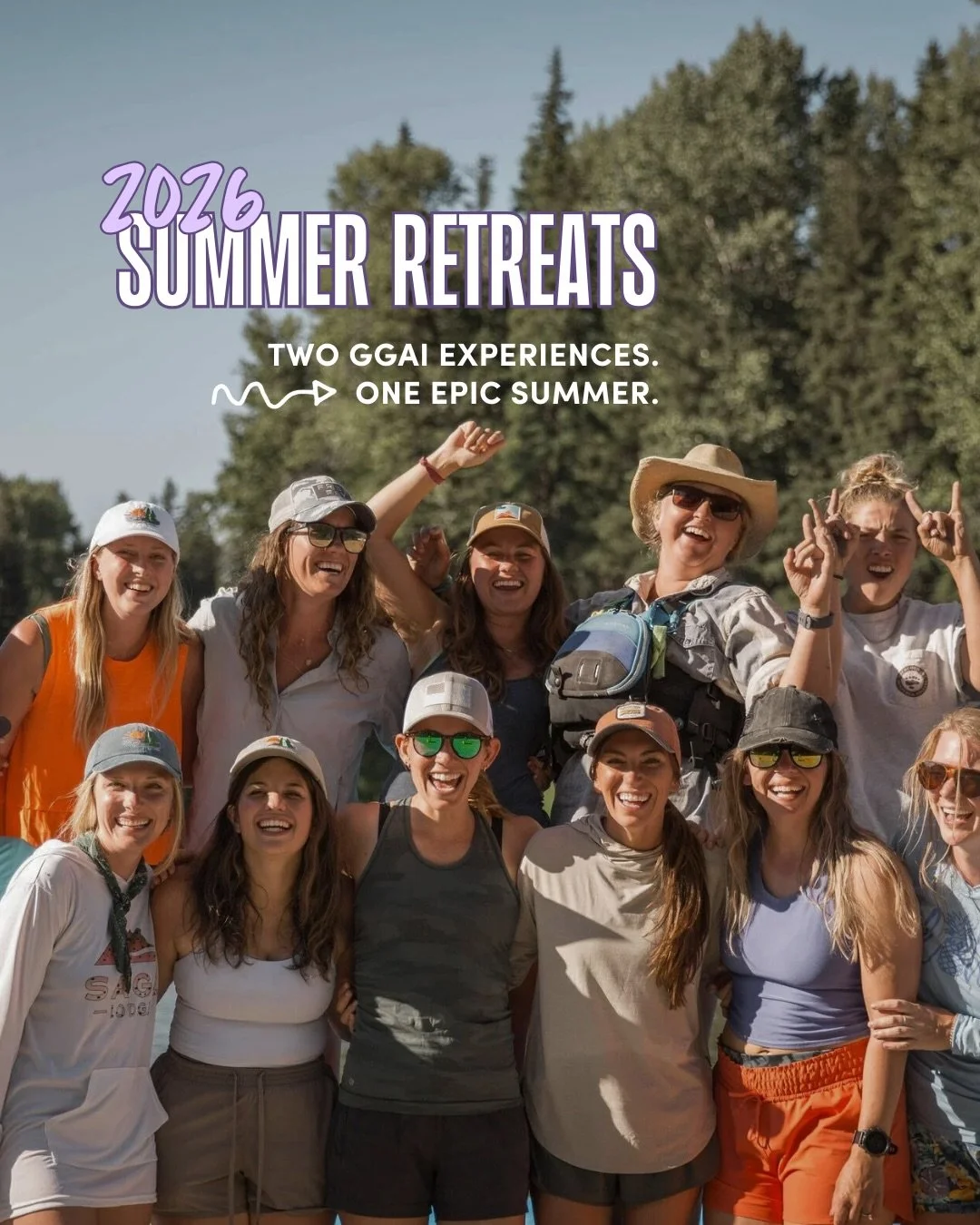 Summer is looking mighty fine 🤩
Swipe to take a peek at our upcoming lineup of GGAI retreats

🎣🛶⛺️ July 23-26 in Whitefish, MT
In partnership with the gals of @outcast_adventures_ featuring fly fishing, overnight rafting, rodeos and everything tha