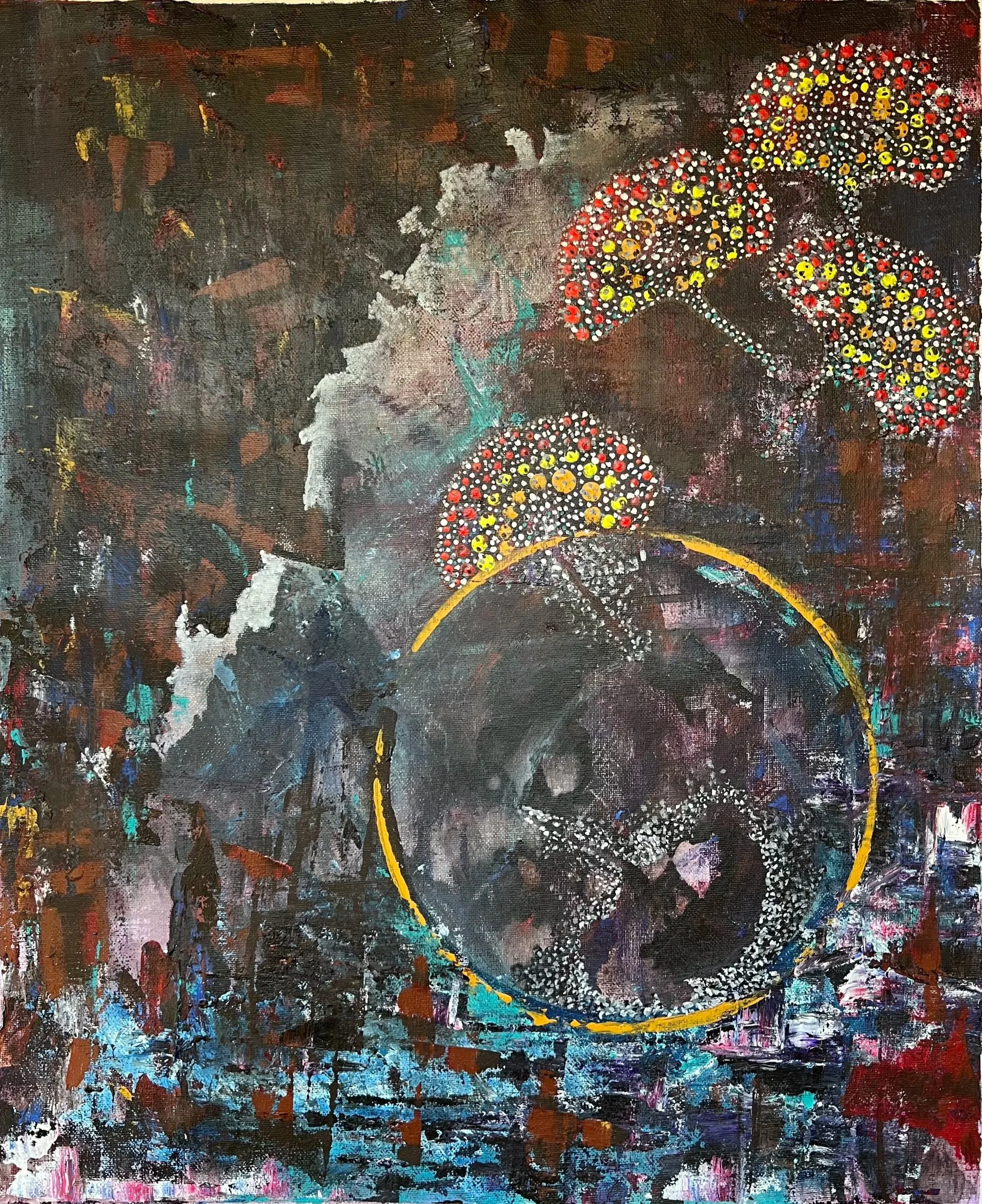 Untitled [Painting with Gingko Stencils] (2022, Sept-Dec)