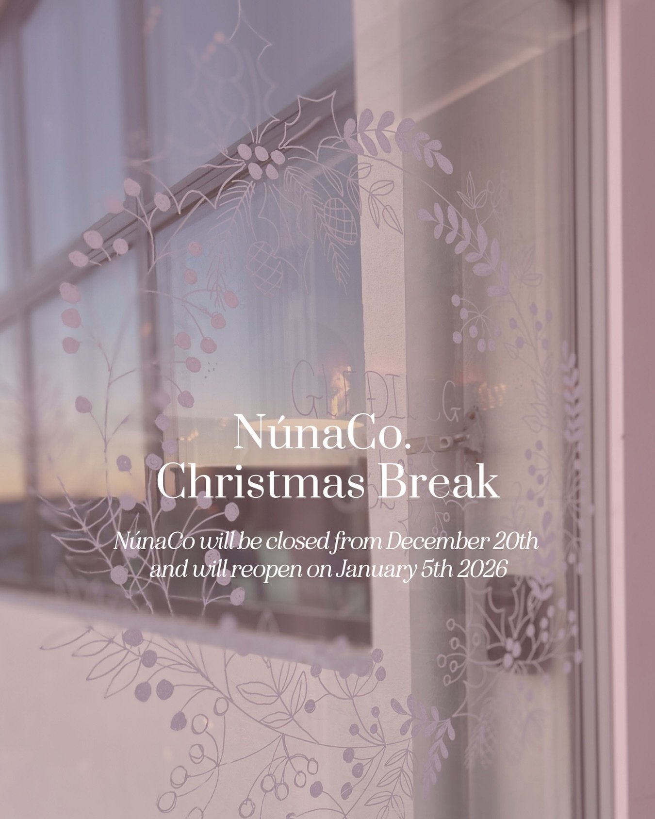 N&uacute;naCo. Christmas Break💫
We&rsquo;re taking time to rest, recharge and enjoy the season. Our last day is Desember 19th

We&rsquo;ll be back in the new year, refreshed and ready to move together again. See you on January 5th.

Gle&eth;ileg j&o