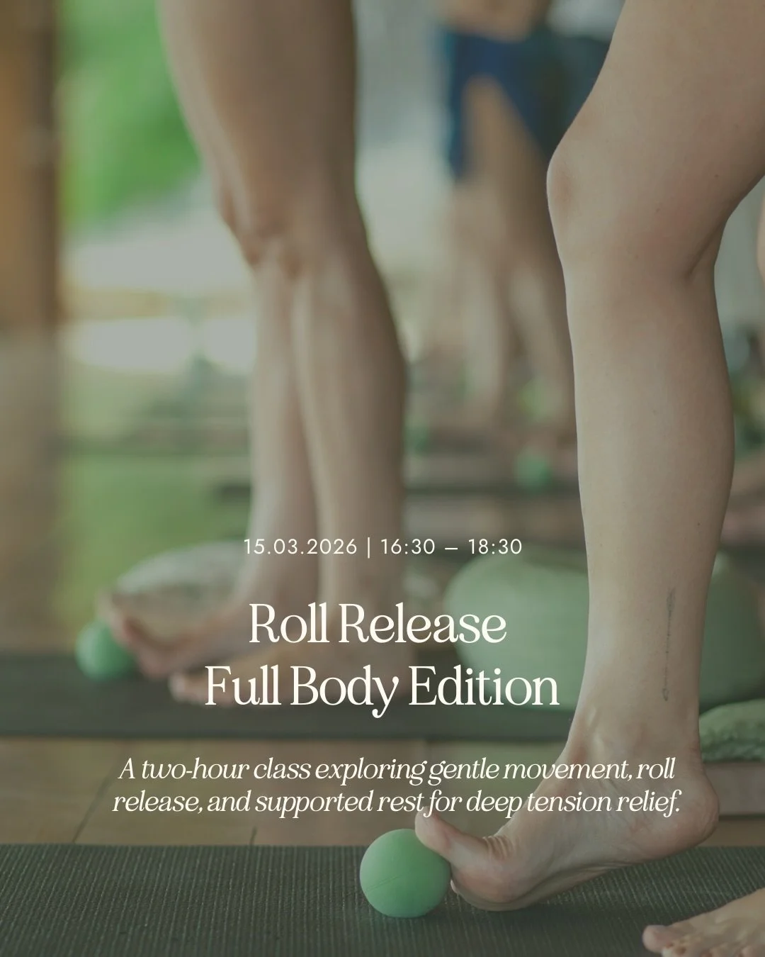 A two-hour teachers table with Camilla, moving slowly through the body with gentle movement, ball release, and supported rest.

We begin with a soft flow to wake up the body and prepare the tissues, before moving into targeted release for the feet, h