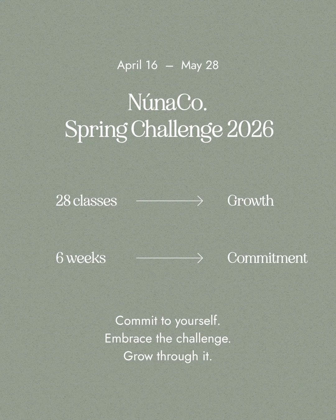 N&uacute;naCo. Spring Challenge is all about showing up for yourself, one small step at a time. No pressure, no perfection &mdash; just movement, energy, and feeling good in your own rhythm.

Whether you&rsquo;re building new habits, reconnecting wit