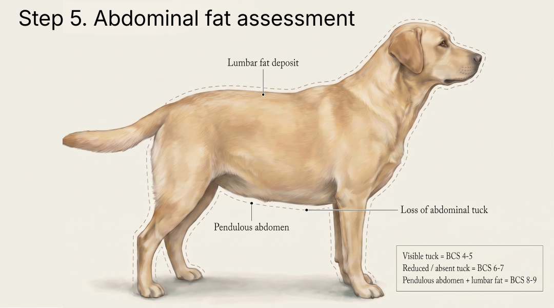 Body condition scoring, step 5