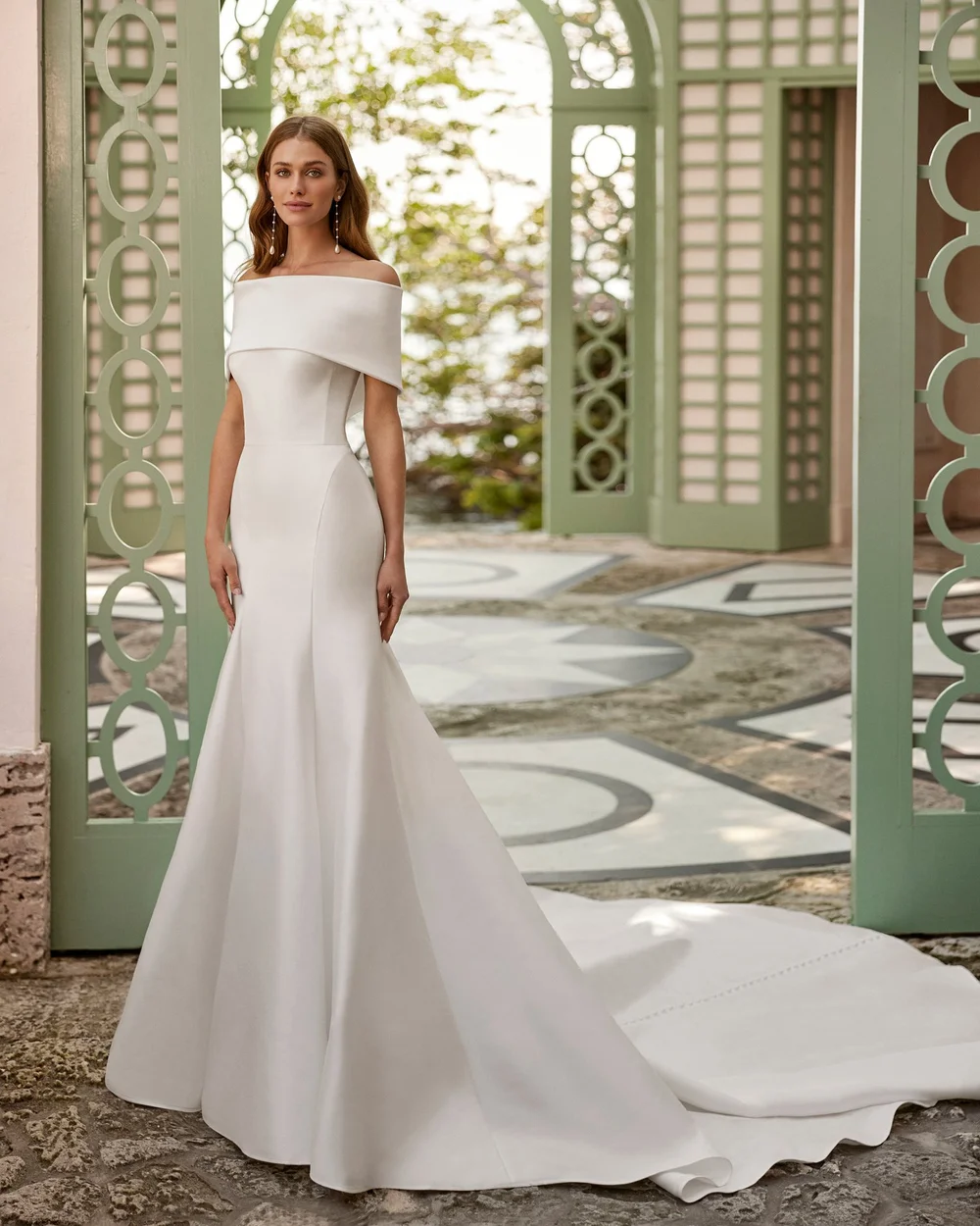 Wedding Gown Perfect Fit Bridal Couture Off-the-Shoulder Satin