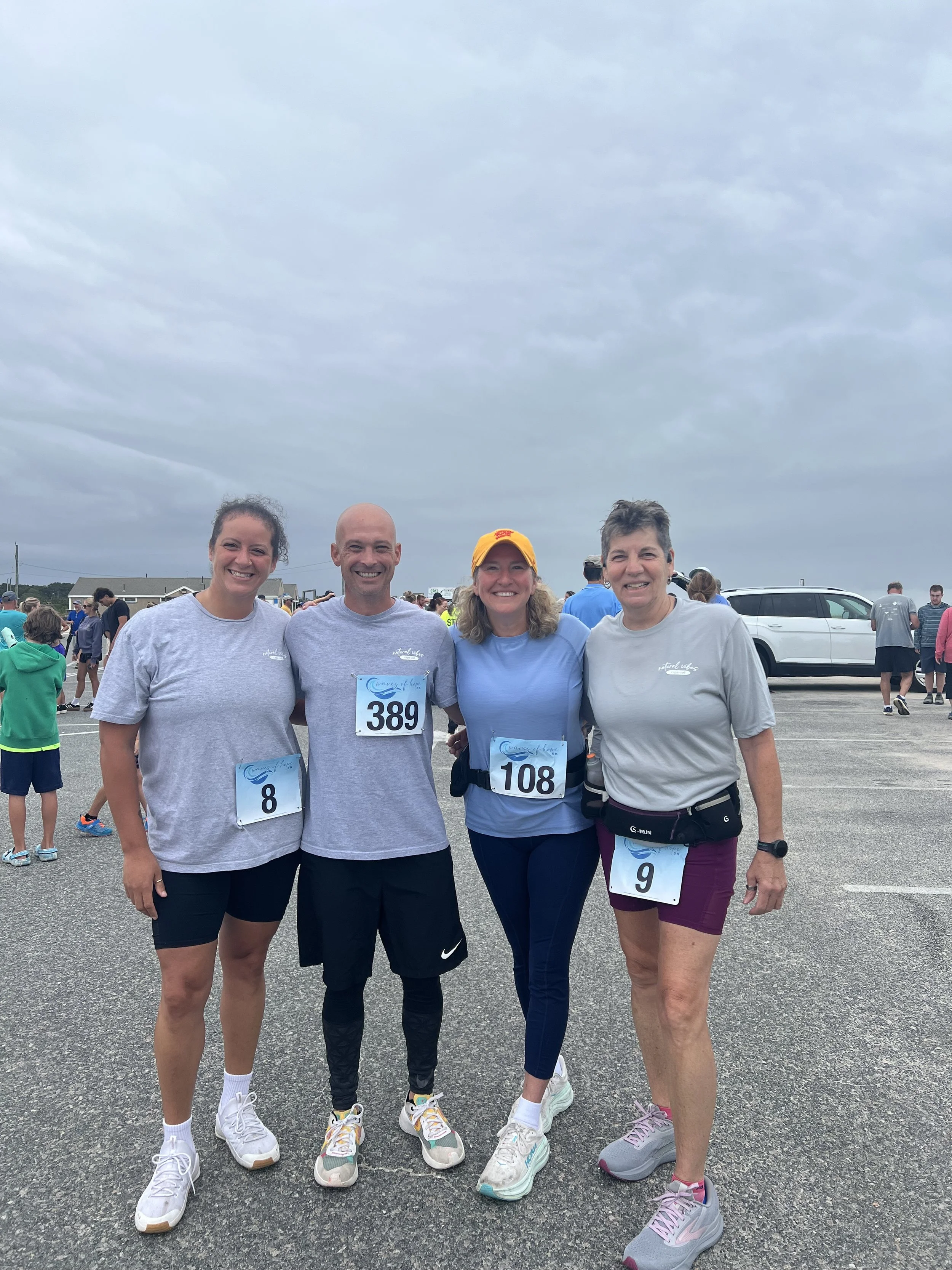 Natural Vibes showing up at the 2025 Waves of Hope 5k in West Dennis. All proceeds from this event go to Dana Farmer and the Jimmy Fund, two causes close to our hearts!
