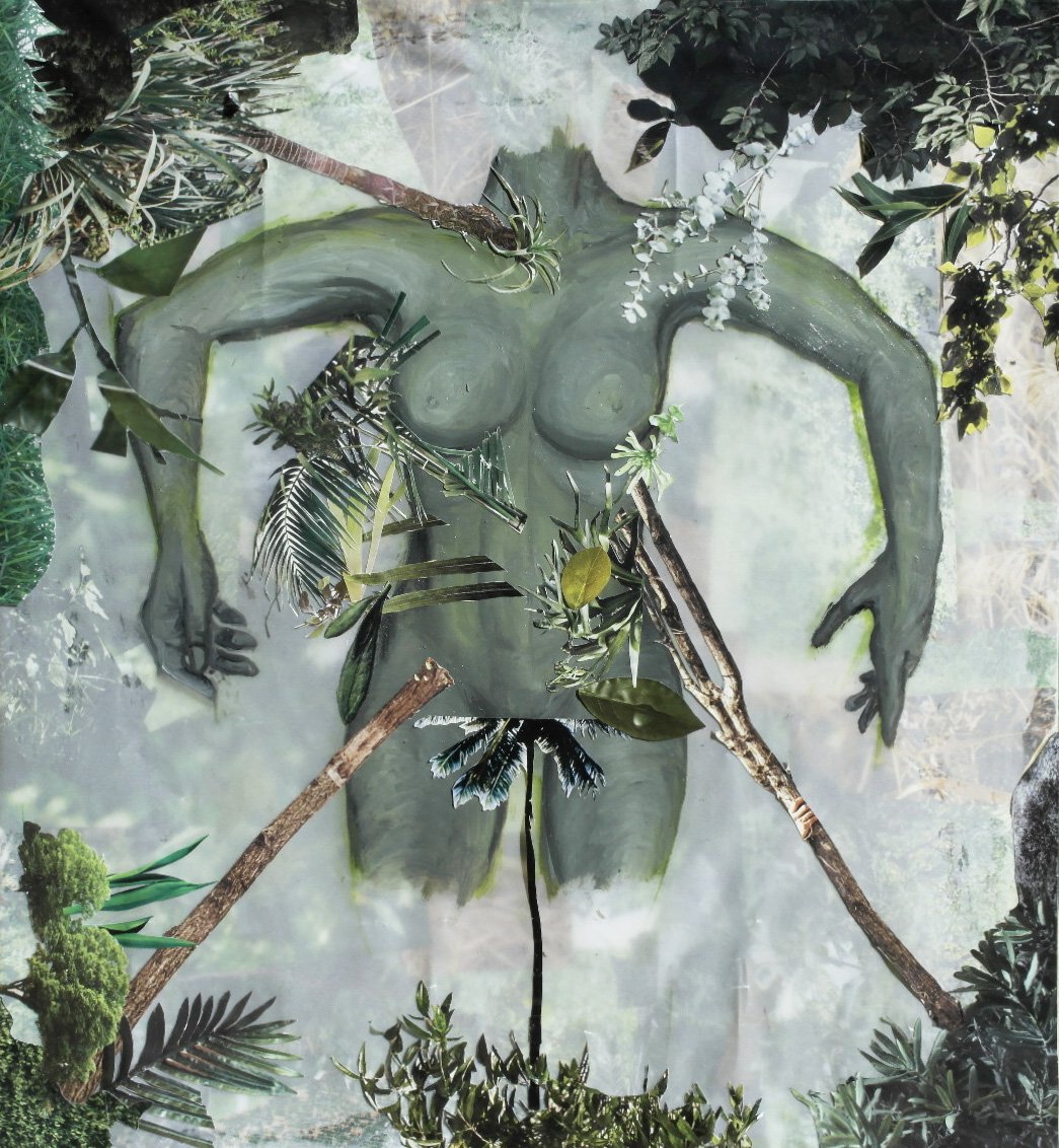 <Drawing 1>, collage and oil on paper, 42*39 cm