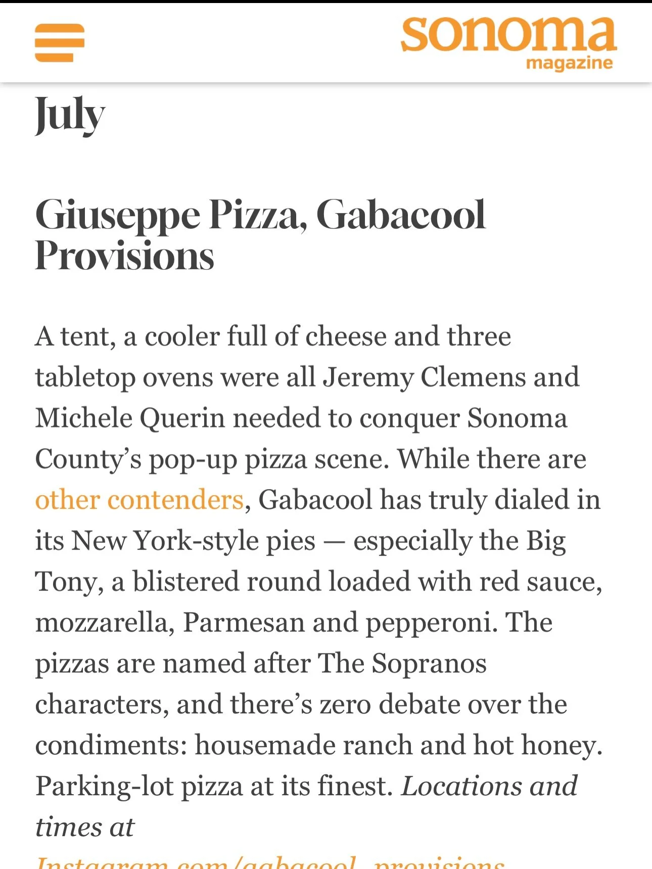 Pizza friends we woke up to a huge surprise &mdash; our Giuseppe Pizza was featured in Sonoma Magazine&rsquo;s Best Sonoma County Dishes of 2025.

From two people hauling gear in a van to this moment&hellip; it means a lot.

Thanks for cheering us on