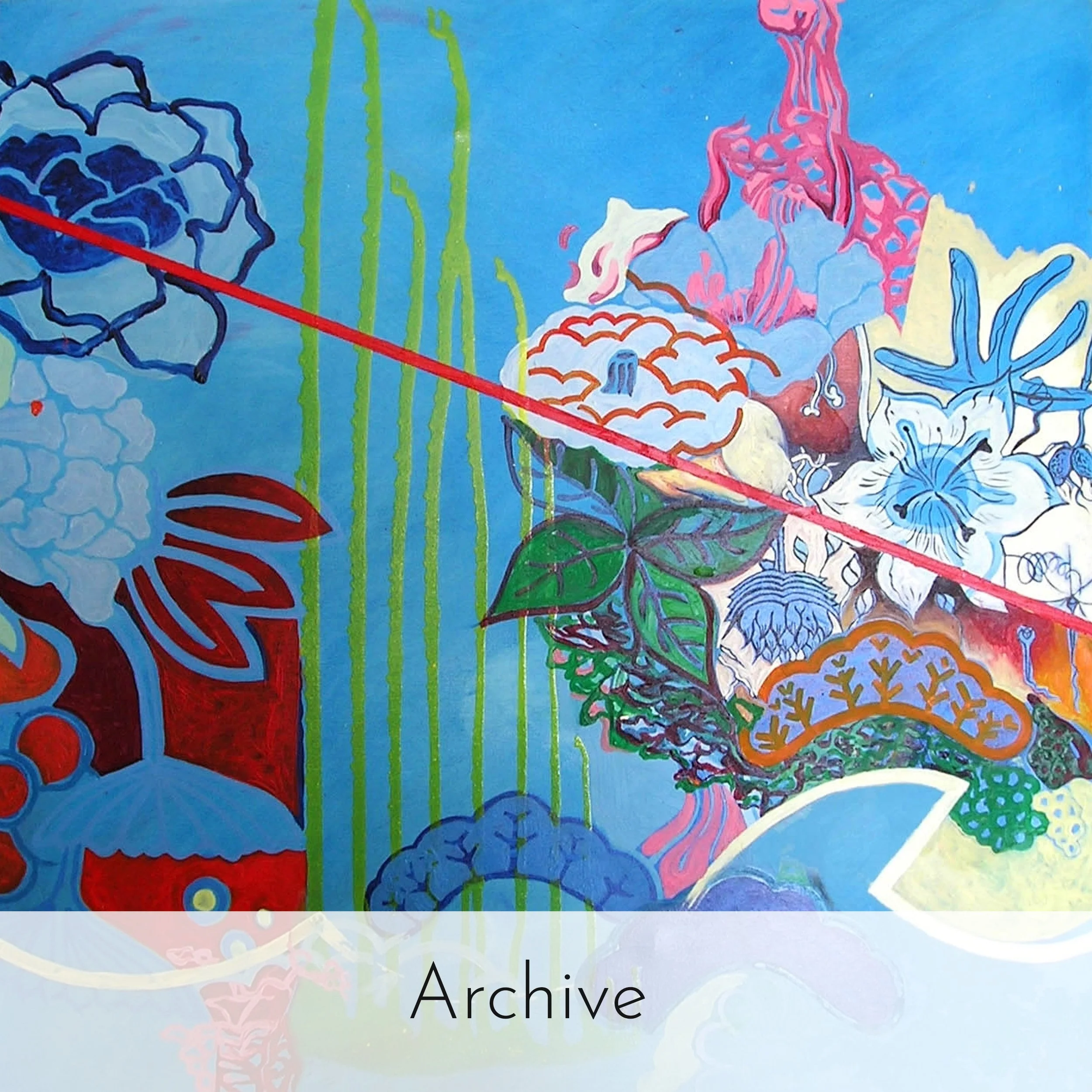 Archive of paintings by contemporary British painter Liz Foster dating from the mid 90's to 2000 featuring colour-led paintings of flowers, patterns and gestural abstraction