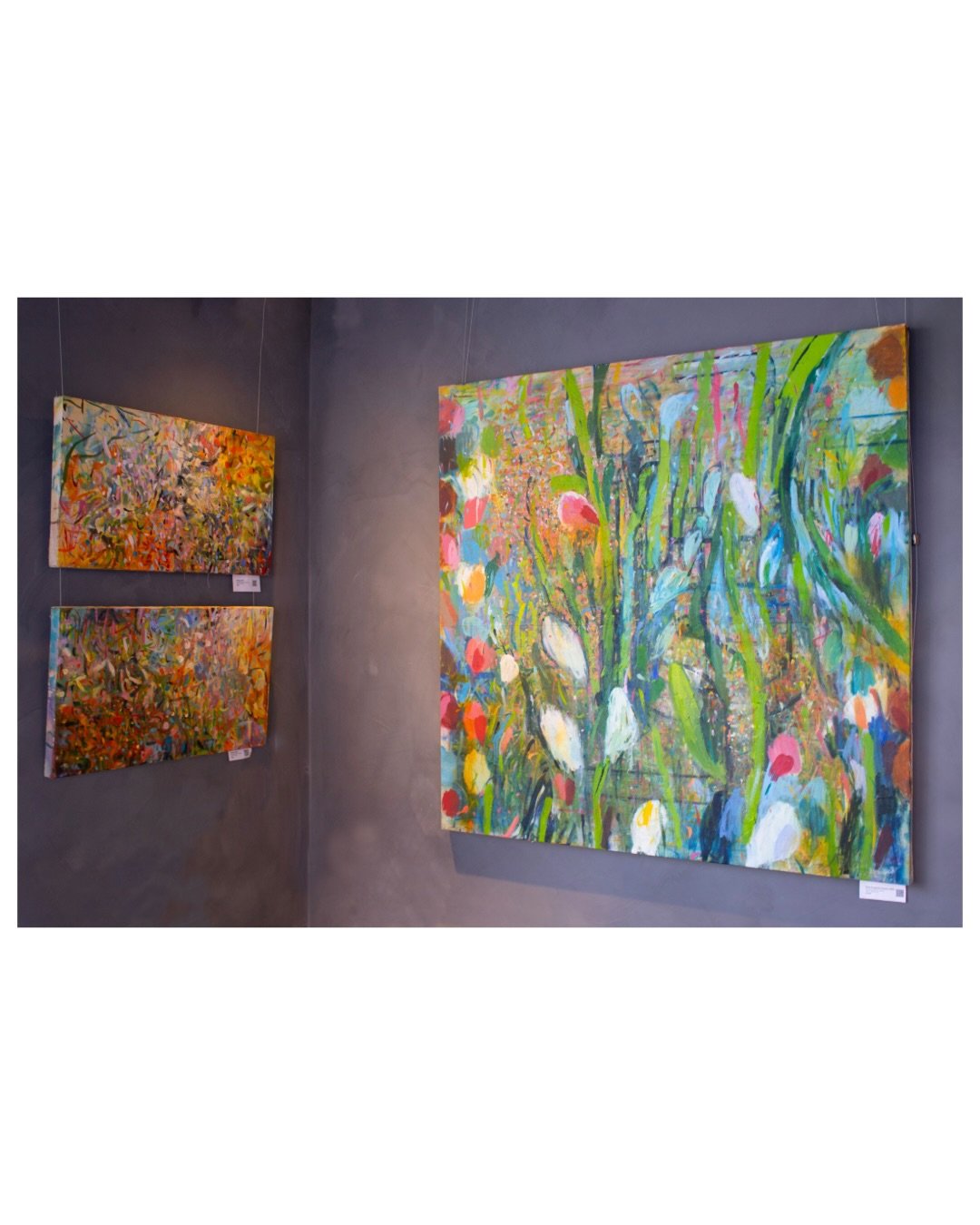 INSTALL

If you&rsquo;ve visited my work at the Bluebird Bakery in York I&rsquo;d love to know which of my paintings resonated with you. They are hanging against a steely-grey wall, which seems to work really well against the multitude of colours con