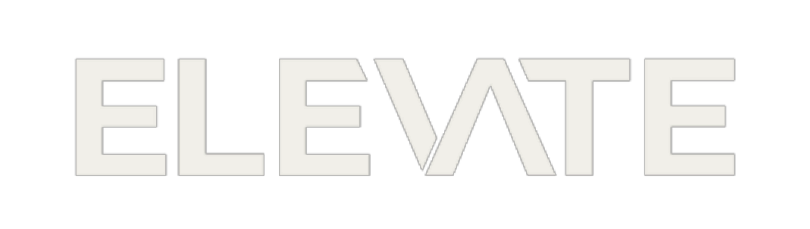The word 'ELEVATE' written in white capital letters on a black background.