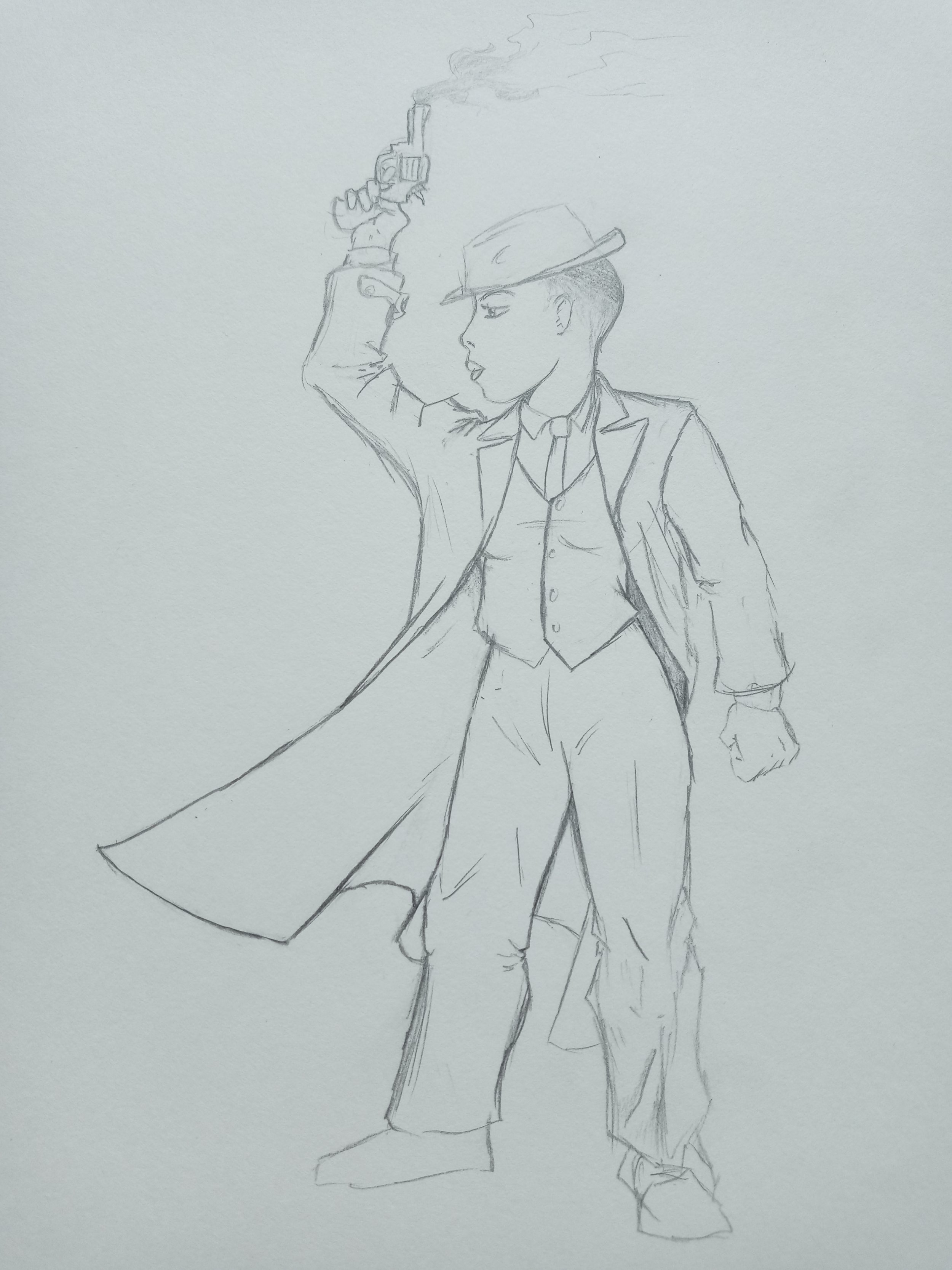 An early pencil sketch of Chloe Stewart.