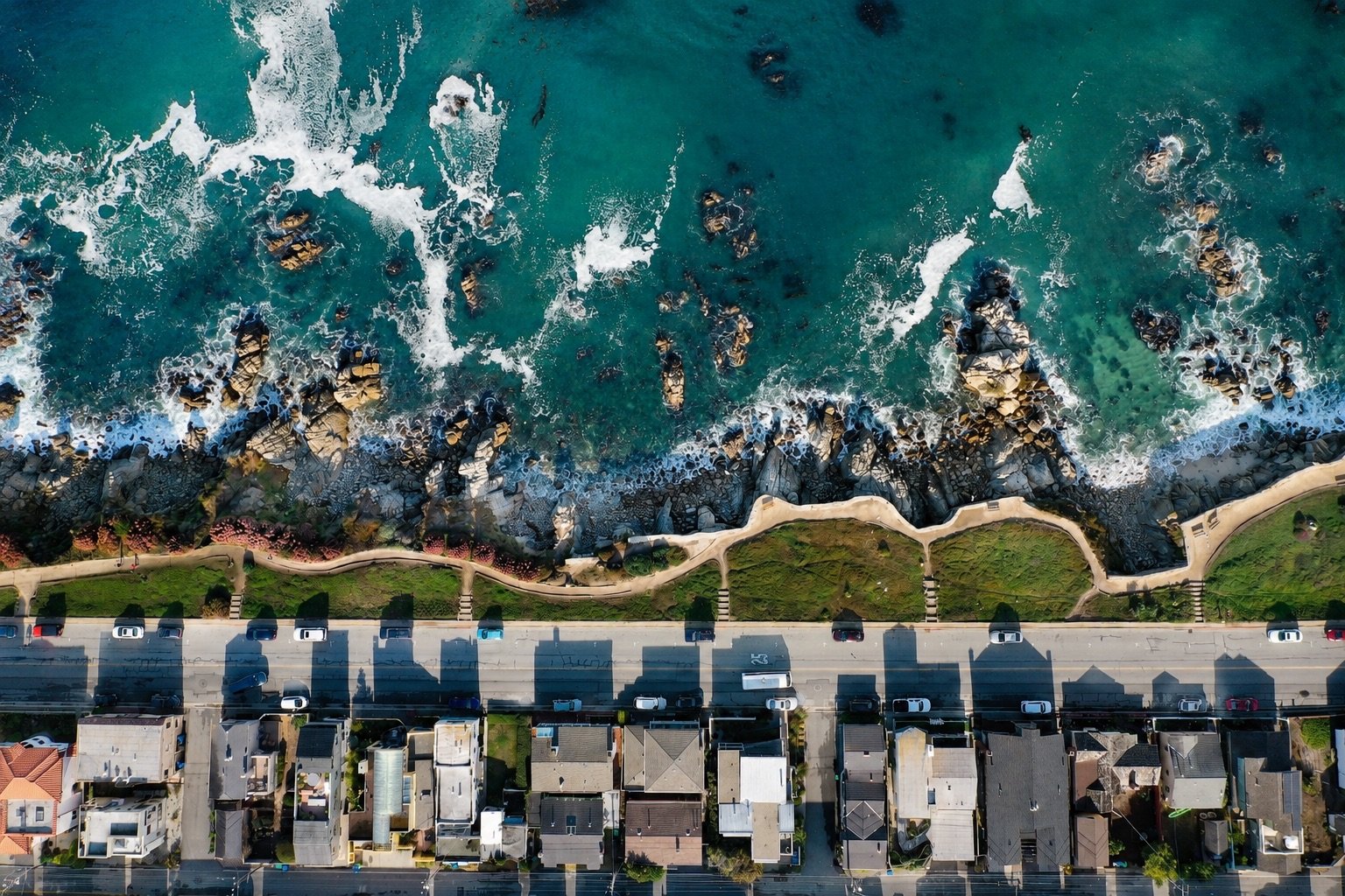 Ocean and Street from Above