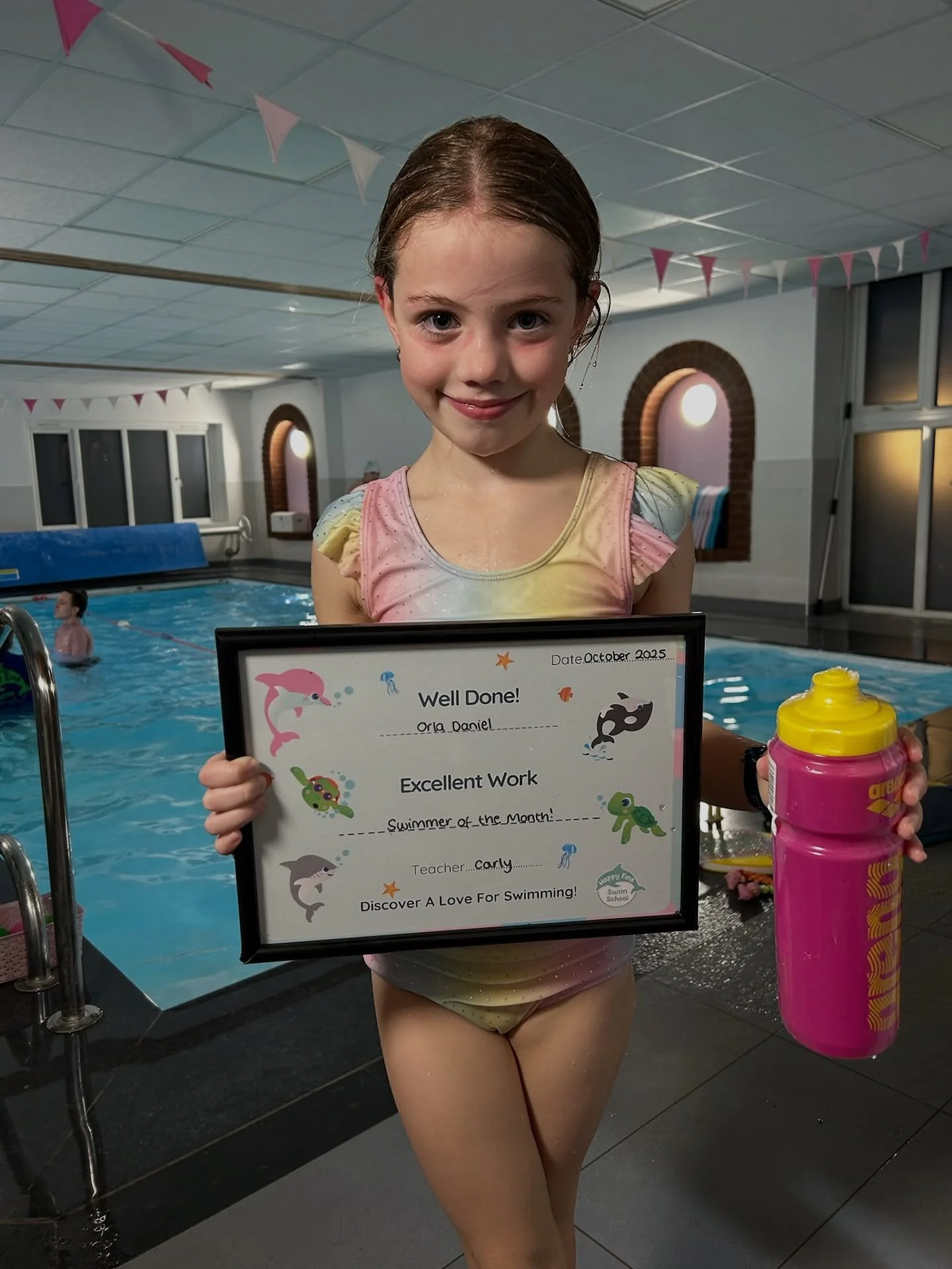 SWIMMER OF THE MONTH 🤿🌊🐠

Orla always tries her absolute best in her lessons. 

She has been focusing on her 20m front crawl with bi-lateral breathing and recently was awarded her distance badge - moving up to Orca level.

Great job Orla!