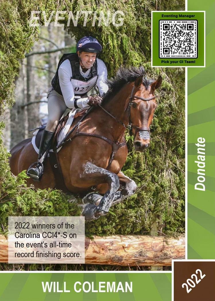 Will Coleman's trading card created for the Carolina Horse Park's Carolina International CCI