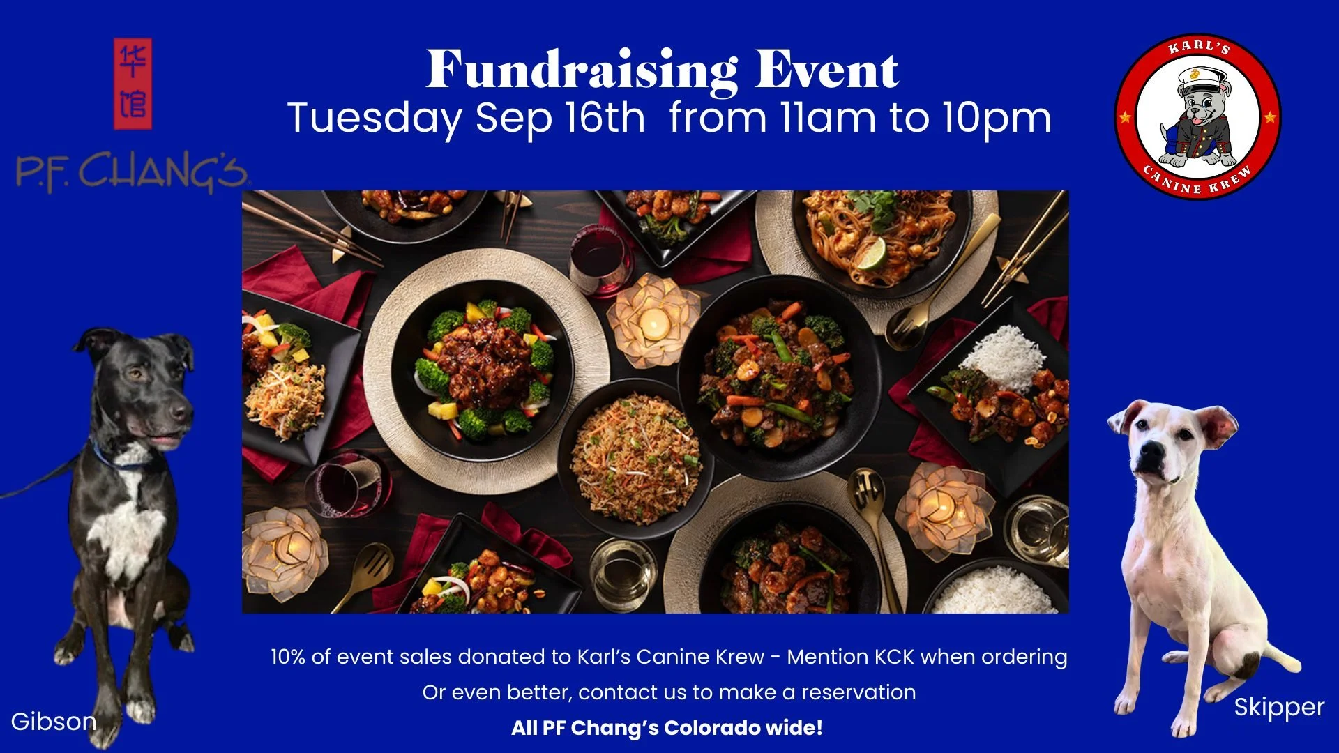 Dine for Dogs: P.F. Changs Fundraiser for Karl's Canine Krew