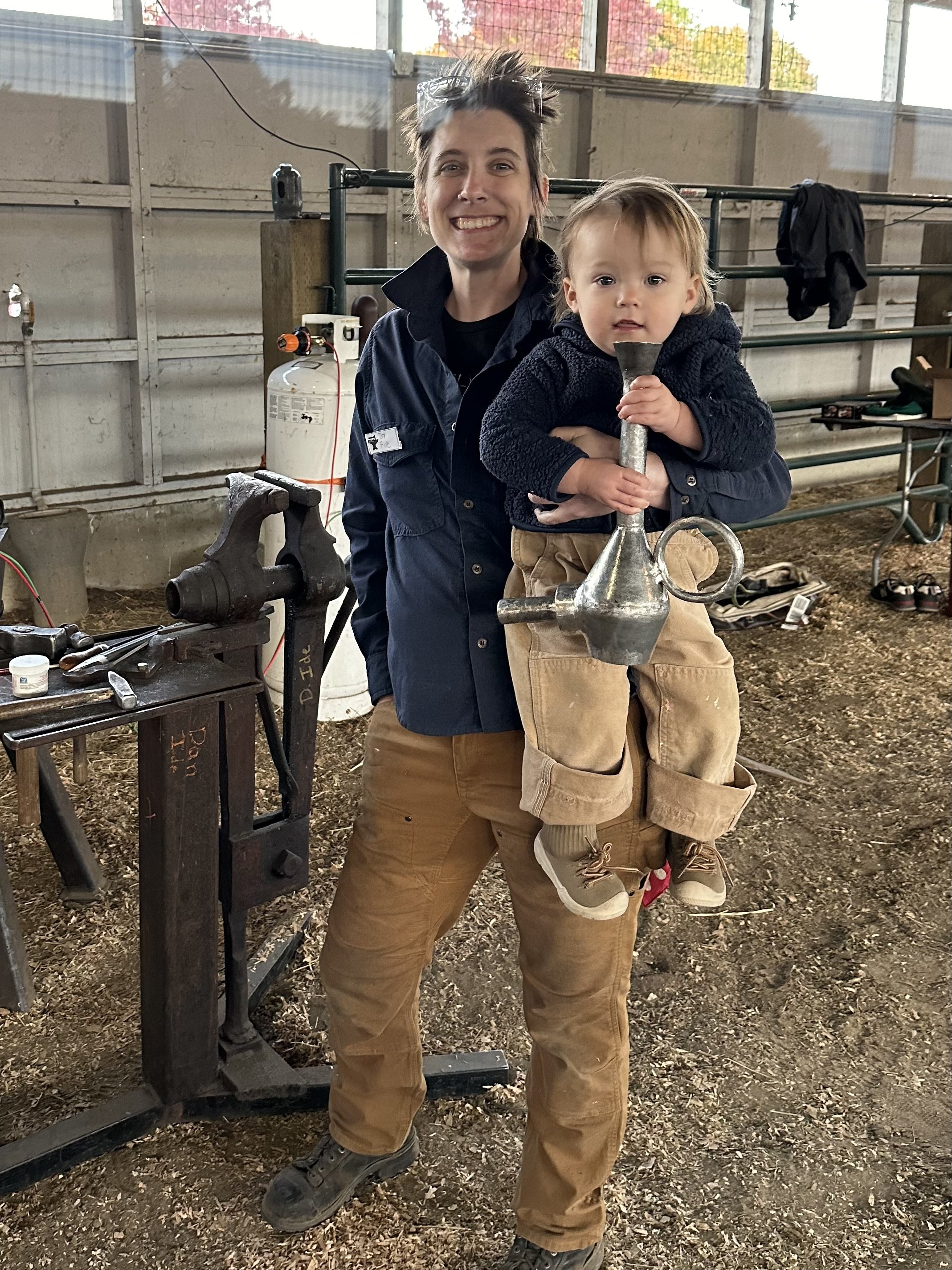 Completed pewter demonstration featuring my one year old daughter. Yes we match and yes we are adorable!