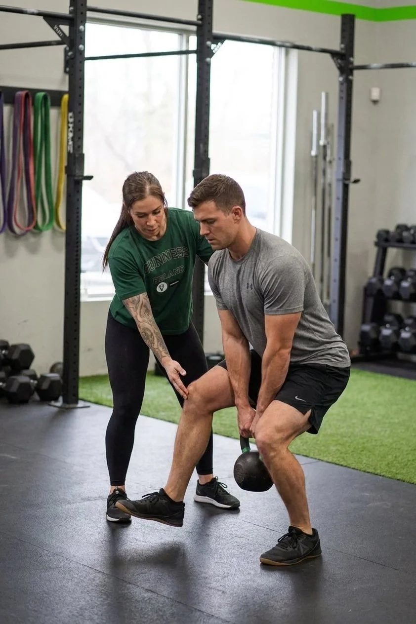 Patient working with a provider at a performance physical therapy clinic in Rhinelander, WI