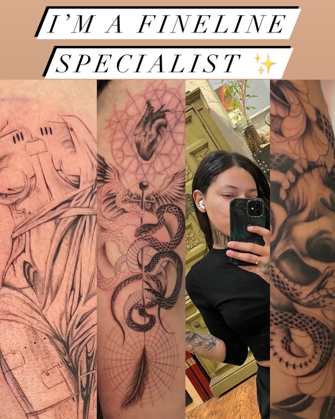 Hey! I work here at the shop and I specialize in fine line tattoos, posted here before but never made an introduction, my instagram is @tattoosbyiv feel free to email ivtattoo.1@gmail.com for inquiries and questions! ✨