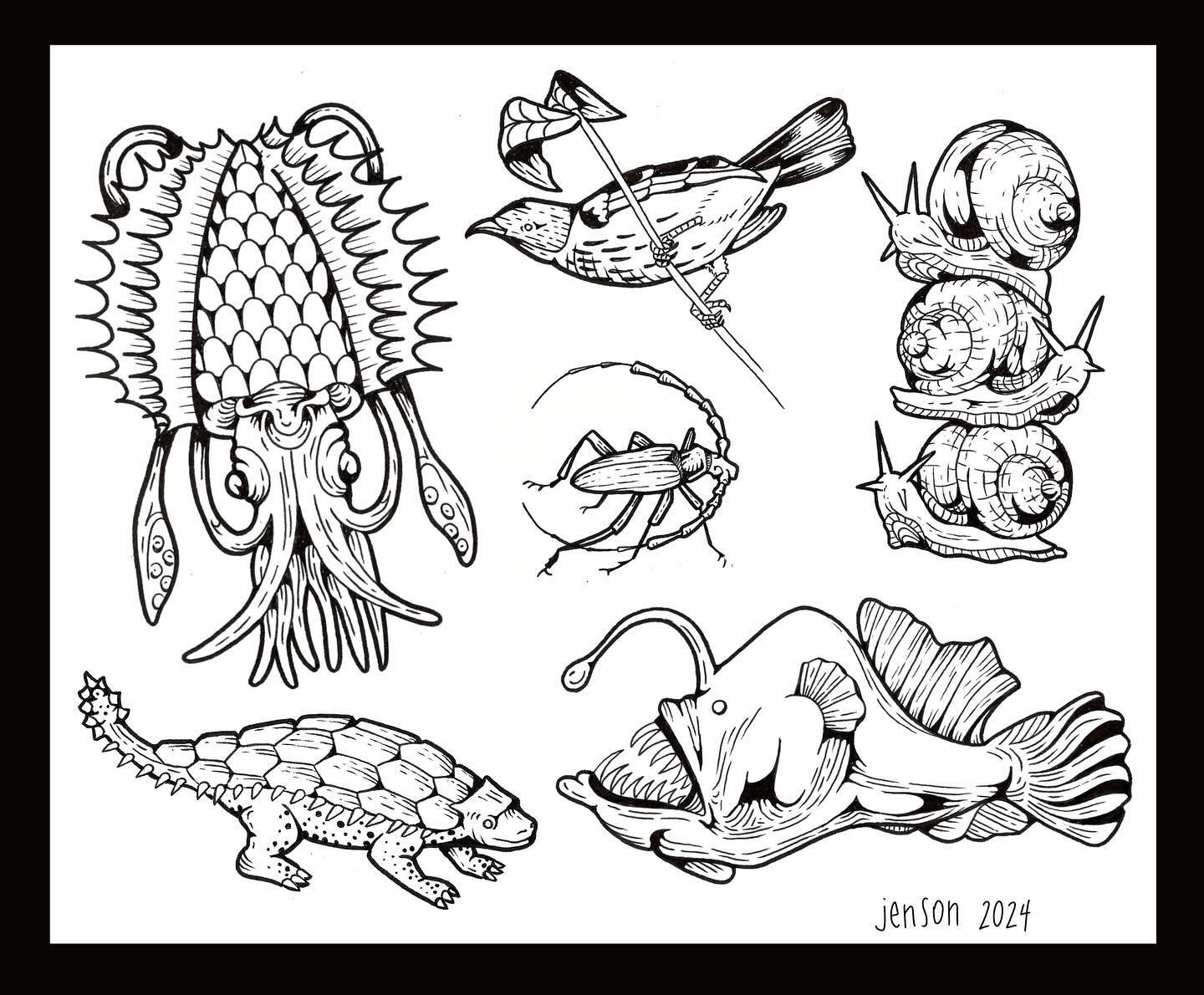 Some new and some reimagined flash 😍 Had so much fun with these and would love to tattoo them. 

✨ DM to book ✨ 
Custom and flash available, booking for November and beyond!

.
.
#tattooflash #illustration #qttr #blackworktattoo #etchingtattoo #wood