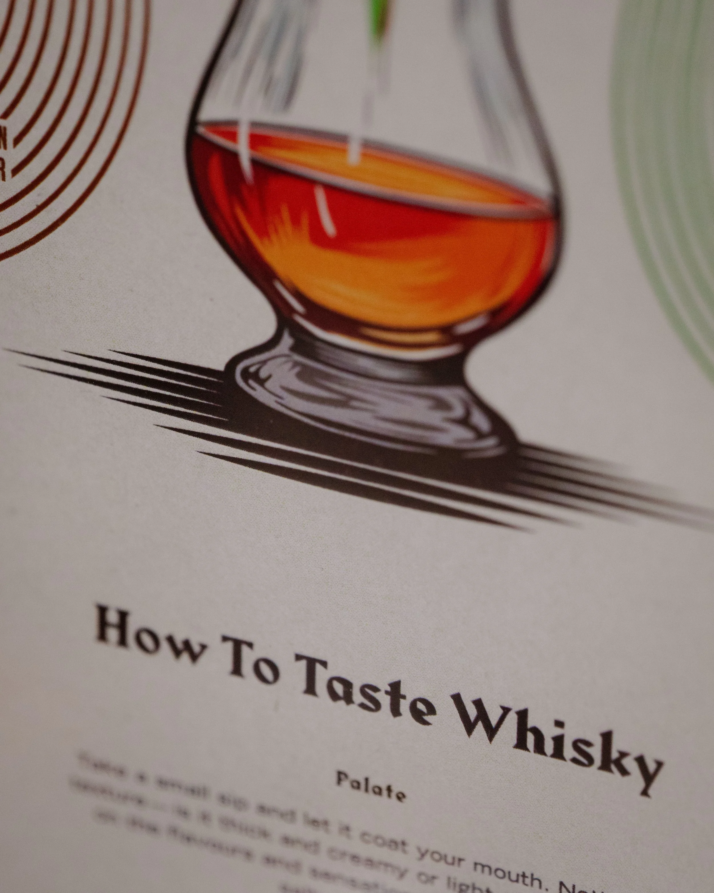 Graphic of a whisky glass with text 'How To Taste Whisky'