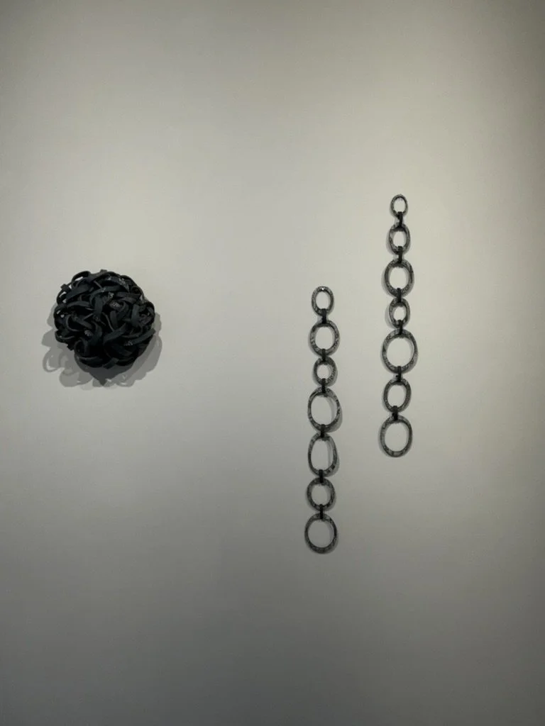 Garden Knot, 2016; Connected, 2025 Black Stoneware, Porcelain Slip, Mason Stains