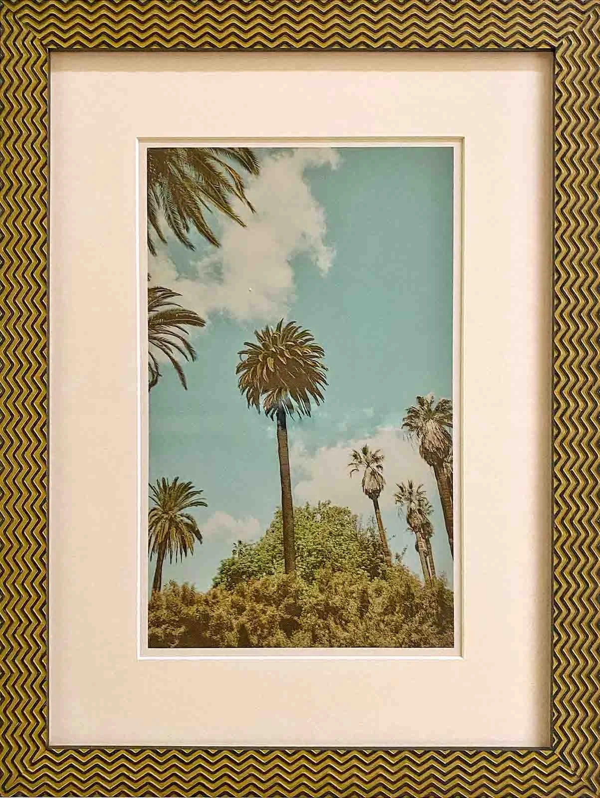 Photo mounted with cotton rag matting and hand finished zig-zag patterned frame.