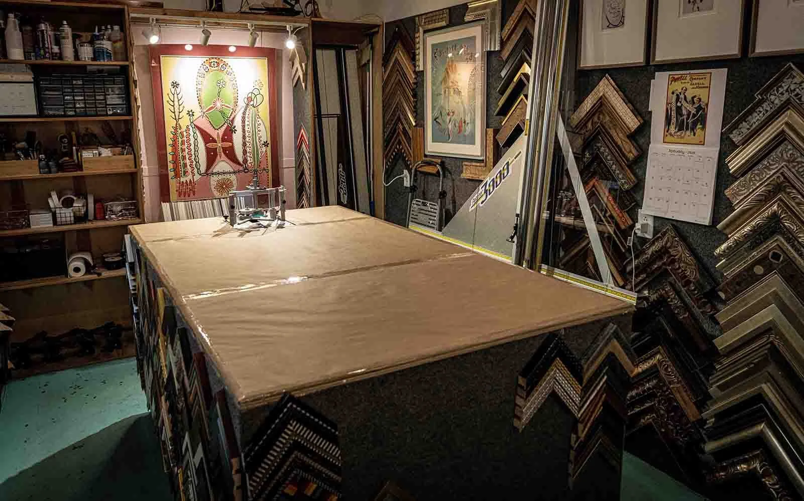 Interior photo of Overton Arts circa 2020, before the business moved to Wedgewood Houston  and rebranded as Mangoe Arts & Framing in 2025.