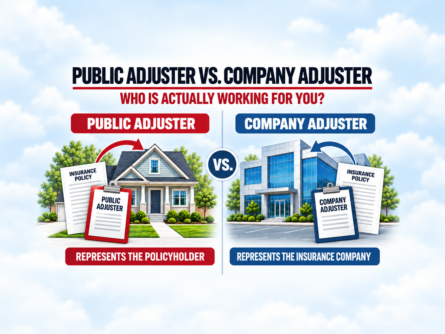 Public Adjuster vs. Company Adjuster: Who Is Actually Working for You? 