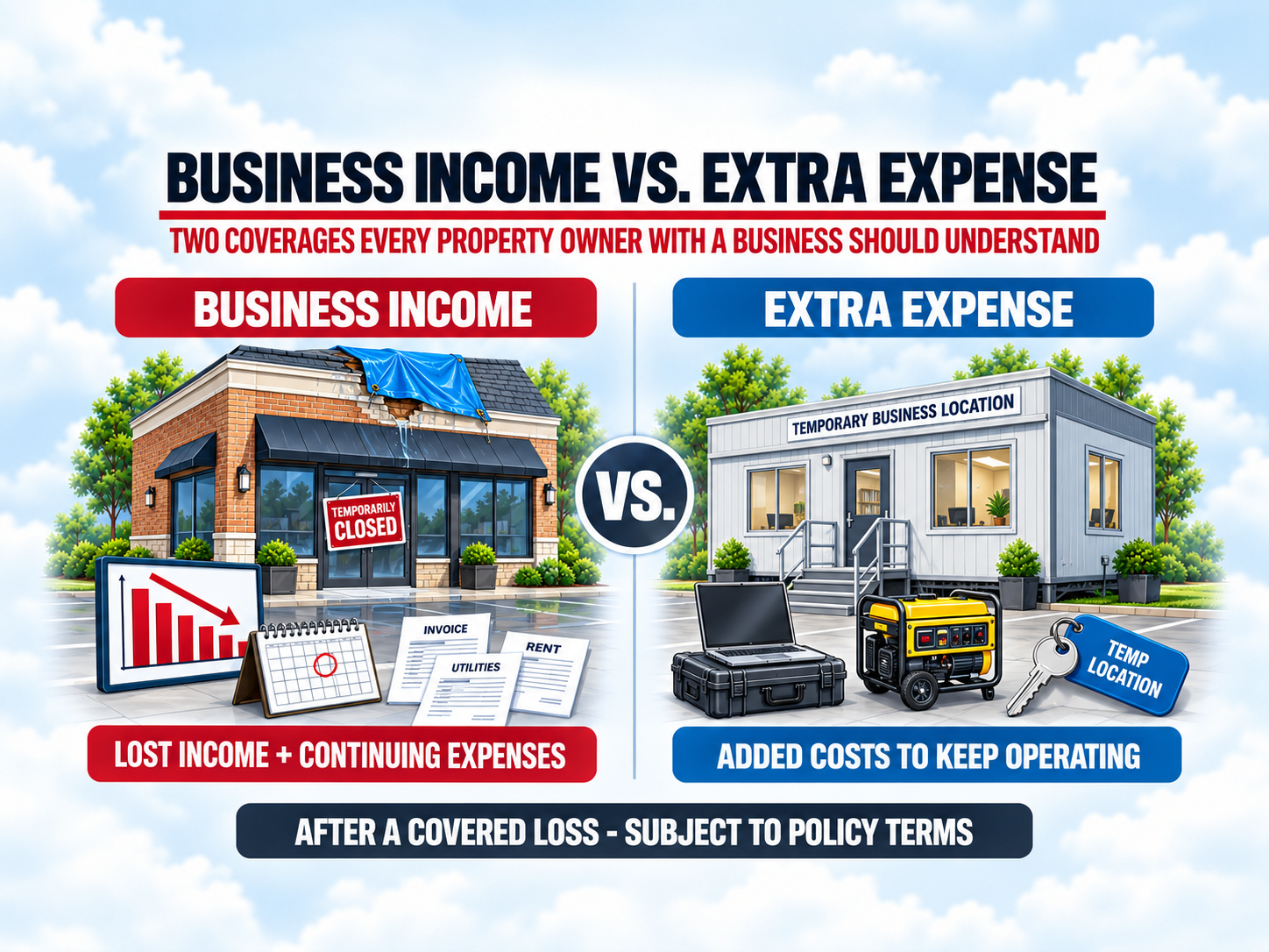 Business Income vs. Extra Expense: Two Coverages Every Property Owner With a Business Should Understand
