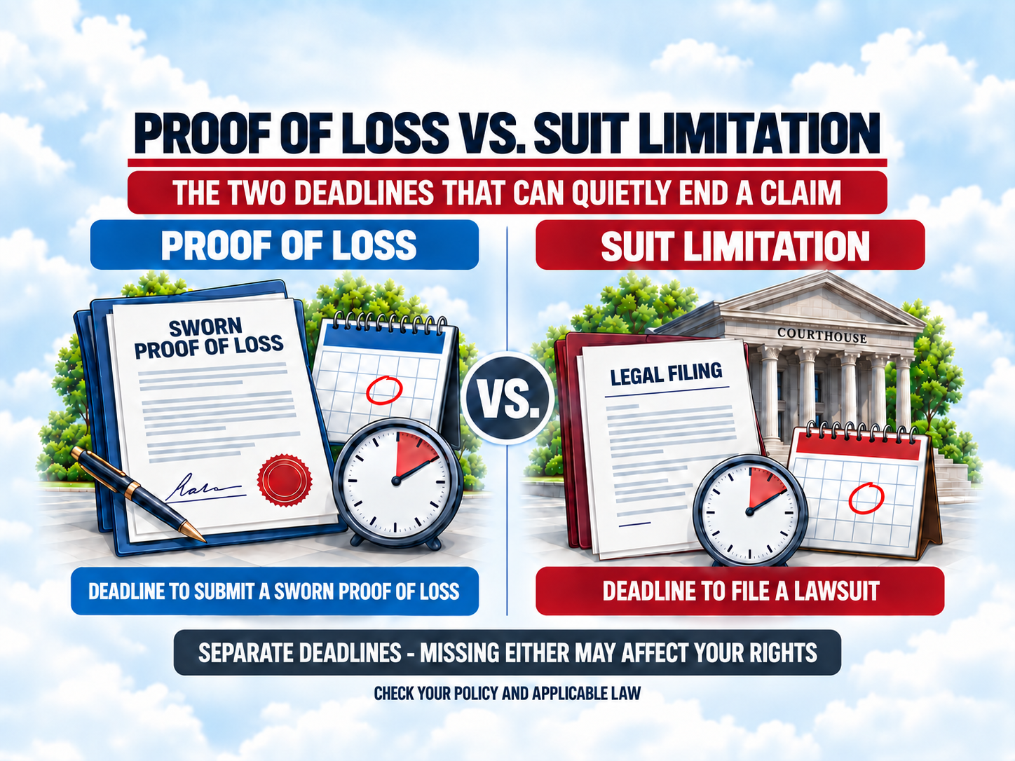 Proof of Loss vs. Suit Limitation: The Two Deadlines That Can Quietly End a Claim