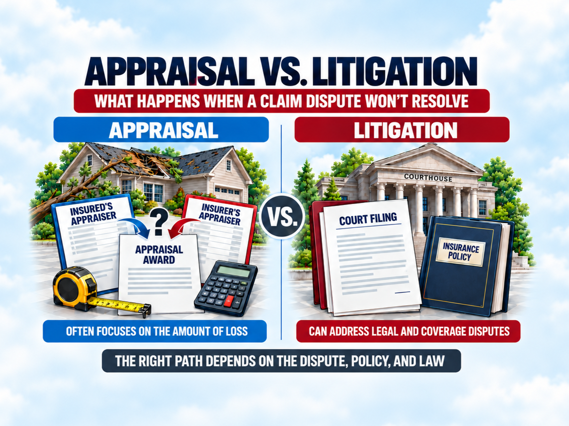 Appraisal vs. Litigation: What Happens When a Claim Dispute Won't Resolve
