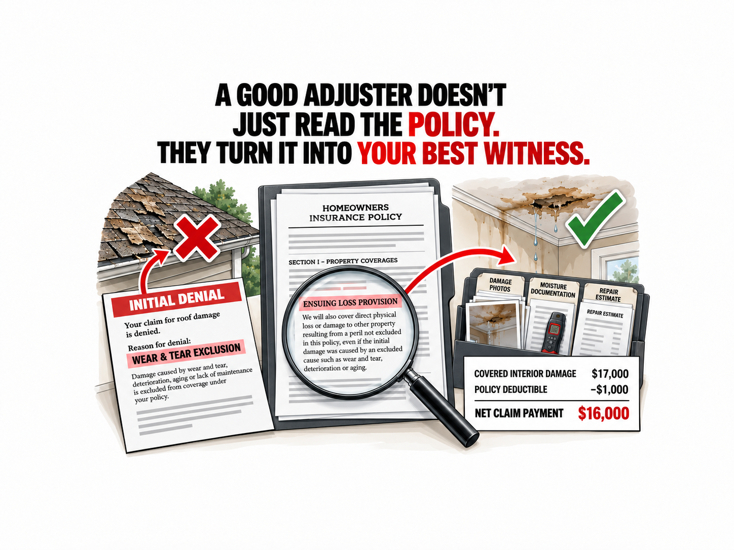 A Good Adjuster Doesn't Just Read the Policy. They Turn It Into Your Best Witness.