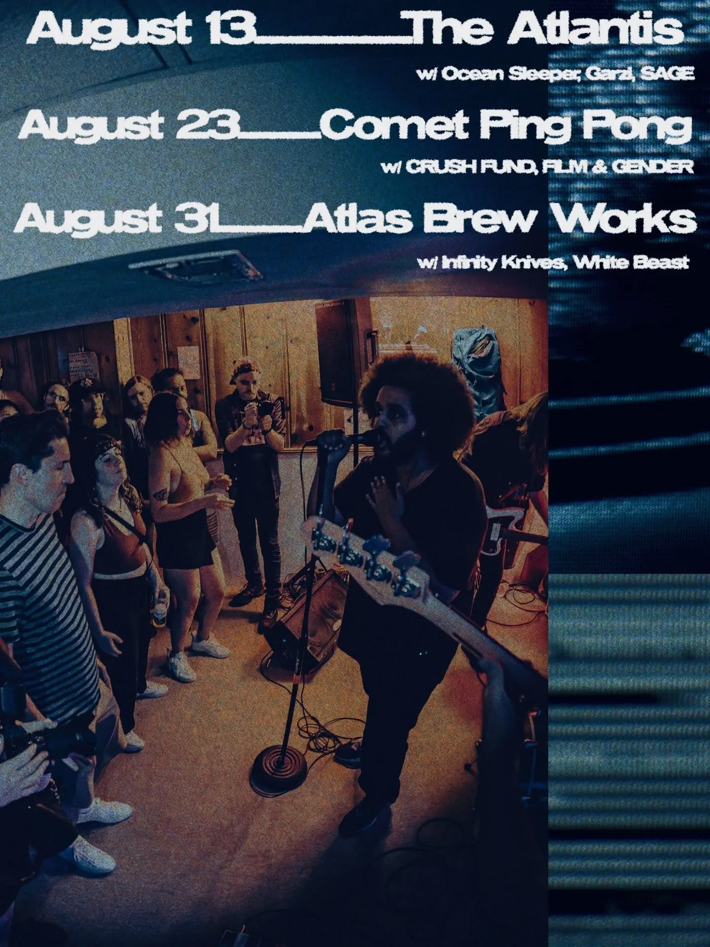 THIS IS A GOOD MONTH FOR MUSIC
We are playing the following shows
Aug 13th at @theatlantis_dc with @oceansleeper @garzi and @sagebandnj
Aug 23rd at @cometpingpong with @crushfund and @film_and_gender
Aug 31st at @atlasbrewworks with @infinitykn