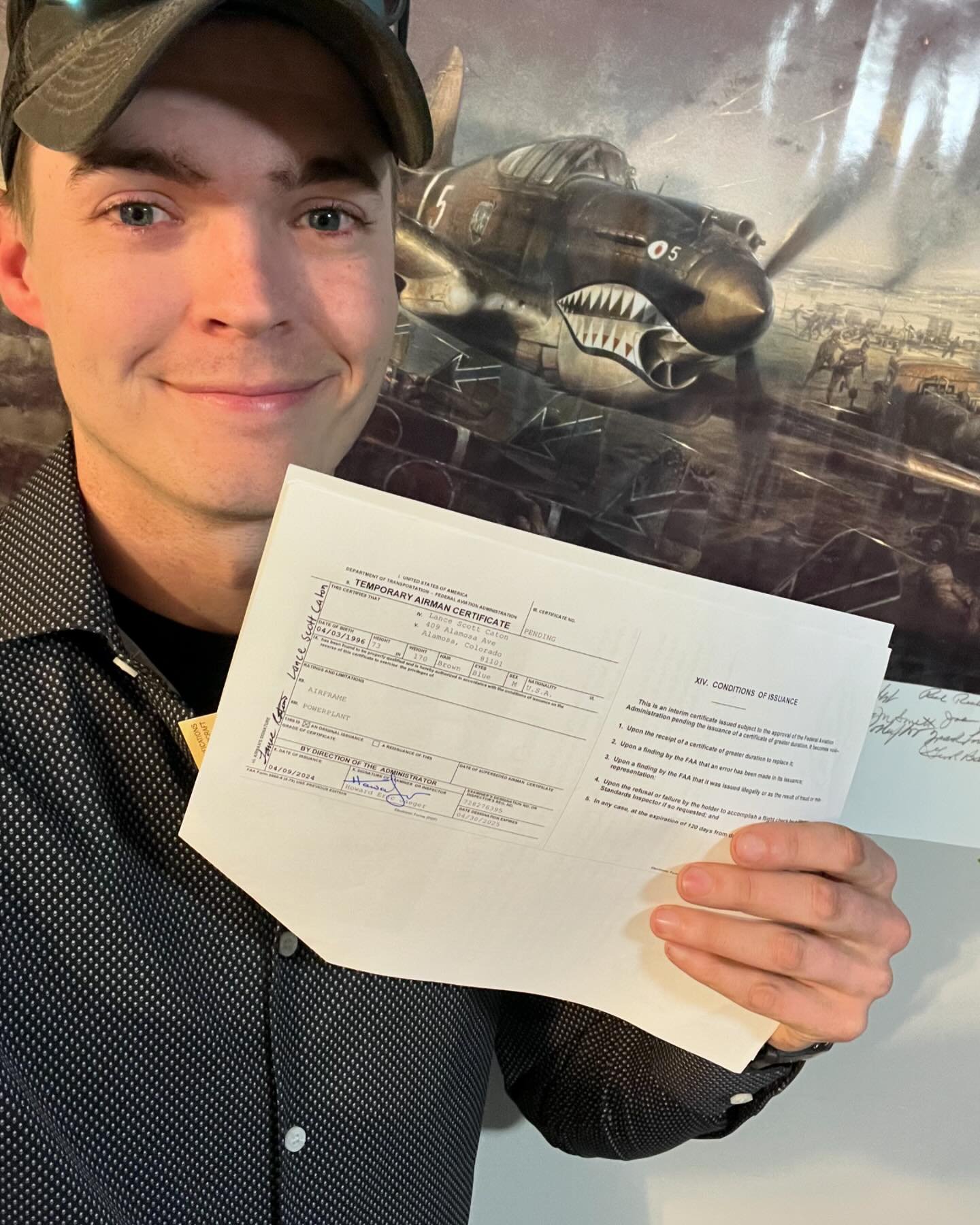 Congratulations to Lance Caton on earning his Airframe &amp; Powerplant certificate from Spartan College of Aeronautics and Technology! You are going to do great things in Wichita and we are proud of you. Say hi to Boomer for us! 🐾 -Sam &amp; Abbi