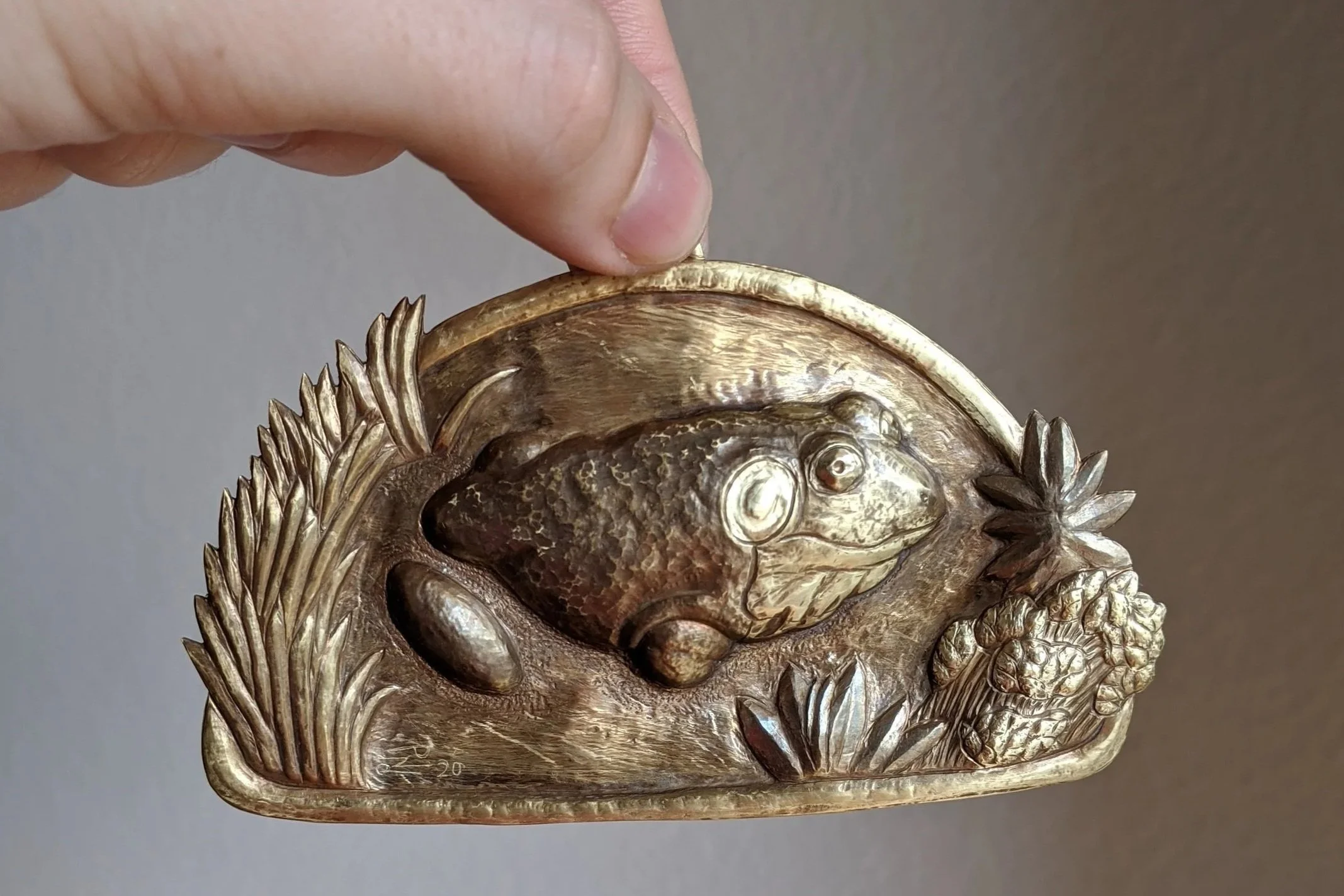 Frog Medallion, Brass