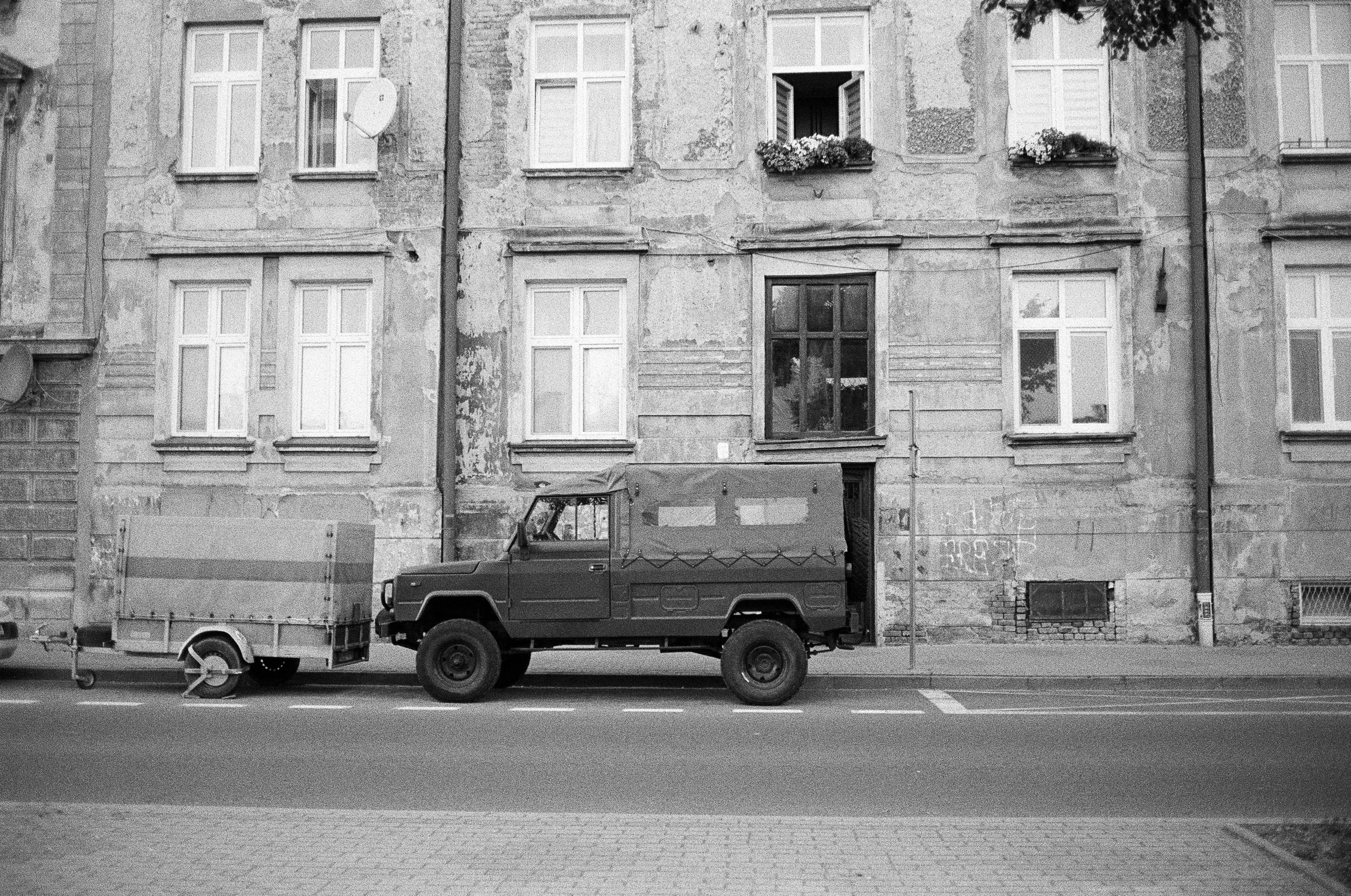 Military vehicle on the border with Poland. Western Ukraine.