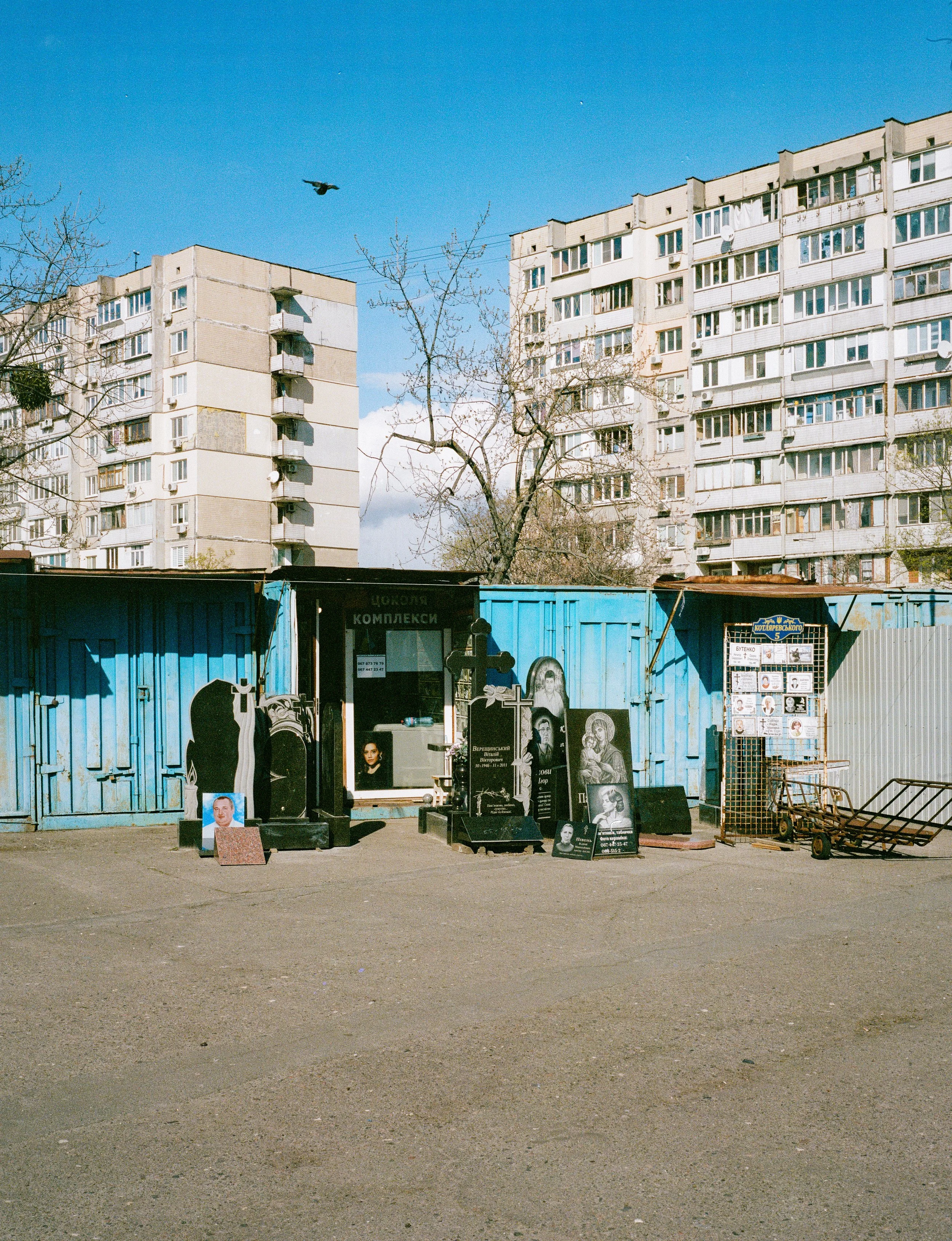 Gravestone shop at Oblon Market. Kyiv.