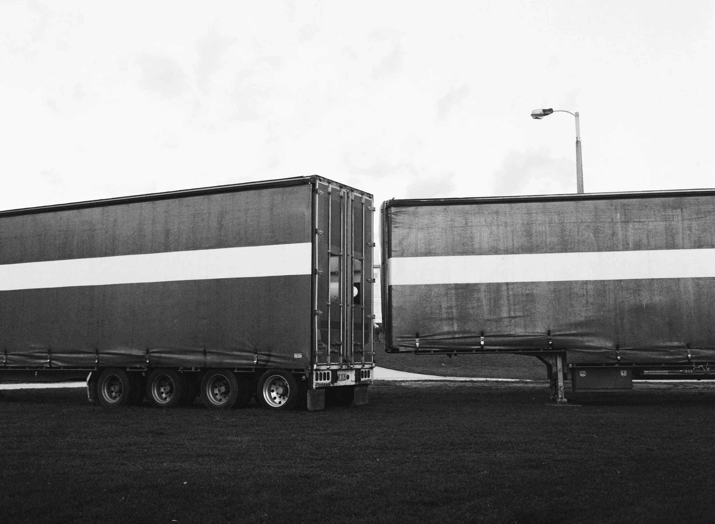 Truck trailers by St. Kilda pier. Melbourne, VIC.