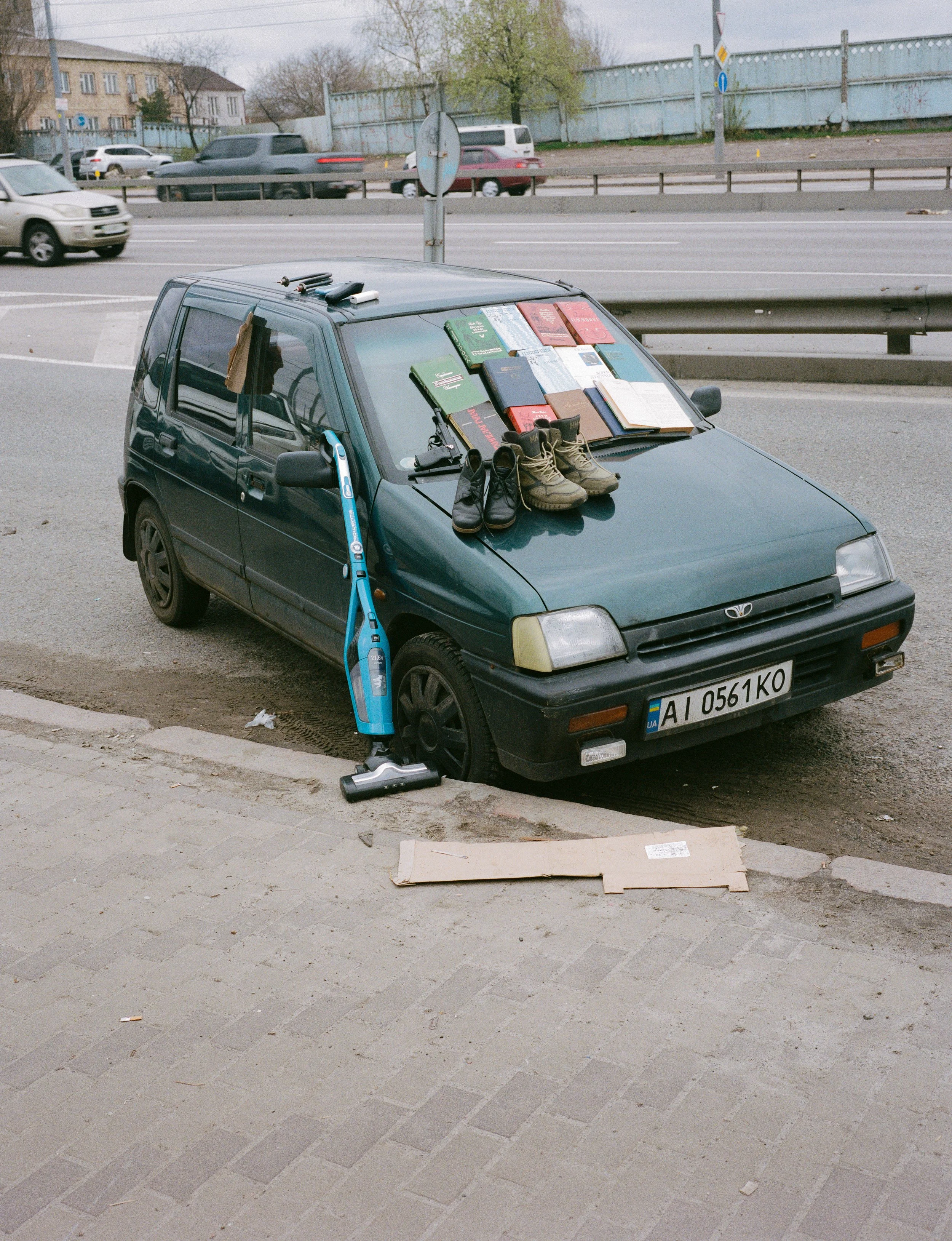 Flea market vendor's items. Kyiv.